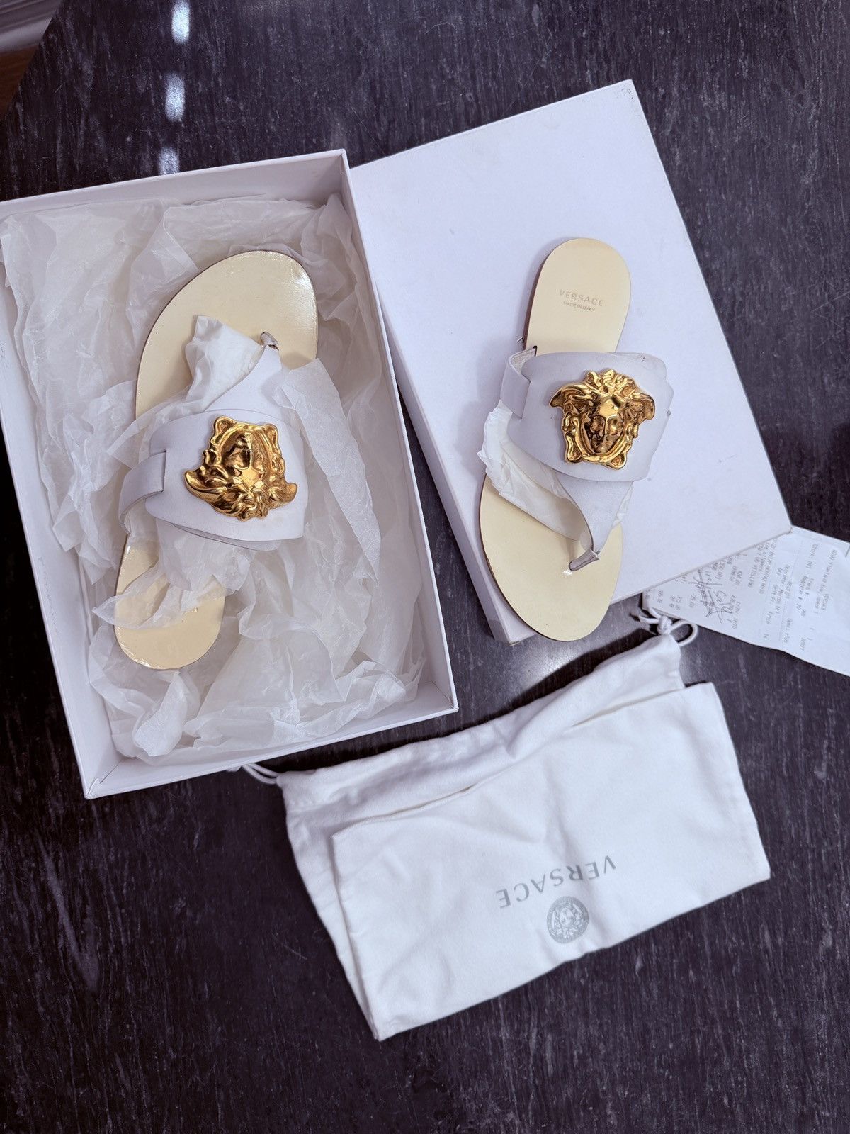 Versace Versace White Leather Medusa Sandals size it35.5 Size US 5.5 / IT 35.5 - 3 Thumbnail