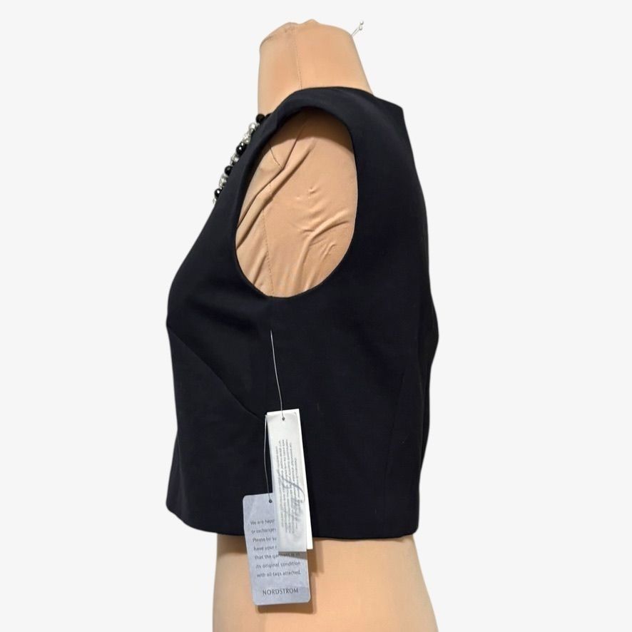 Other NWT Eliza J Embellished Pearl Jewels Crop Top 4 Black NEW Pa Size S / US 4 / IT 40 - 6 Thumbnail