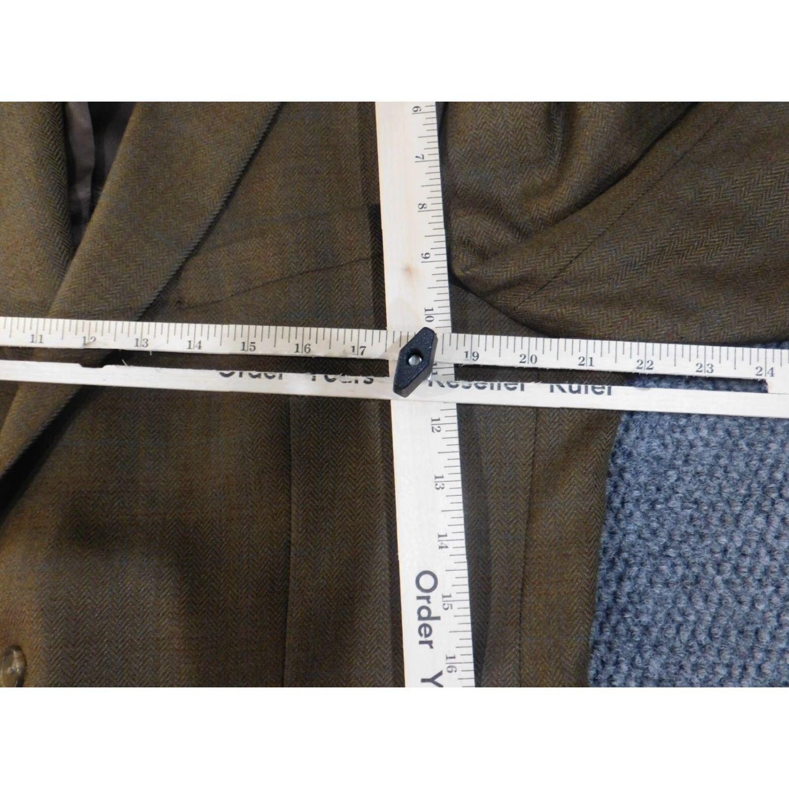 Chaps VINTAGE Chaps Ralph Lauren blazer / coat Wool 42L Mens Brown Two-Button Geometric Tweed Regular Peak Lapel 90s Classic Jacket Thick Wool Size 42R - 7 Thumbnail