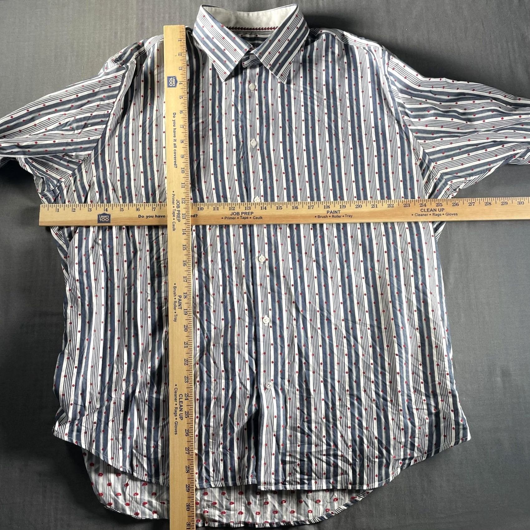 Robert Graham Robert Graham Shirt Mens XL Blue Stripe Red Dot Long Sleeve Button-Up Casual Size US XL / EU 56 / 4 - 6 Thumbnail