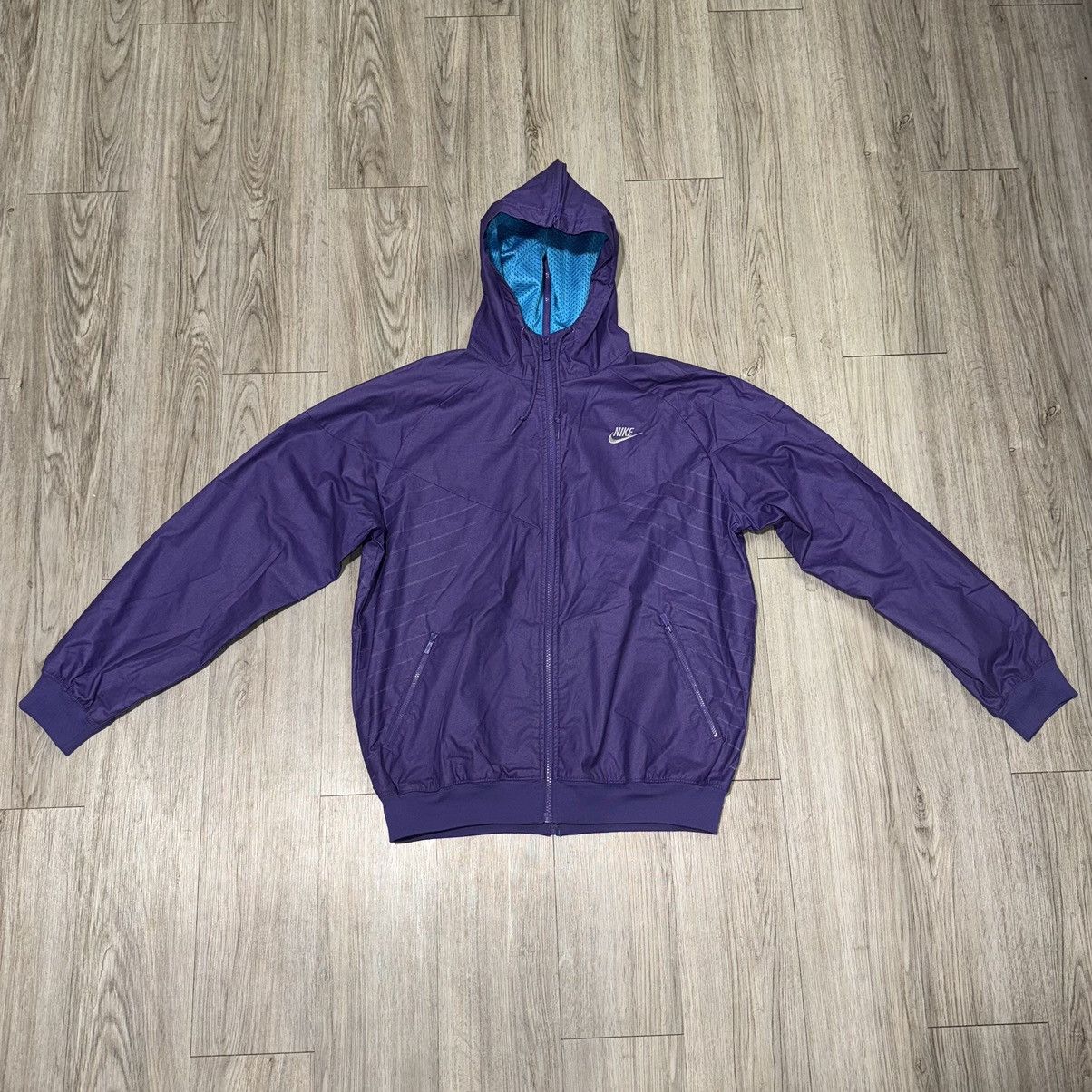 Nike × Vintage Vintage Unzippable Purple Nike Hooded Bomber Jacket Size US L / EU 52-54 / 3 - 1 Thumbnail