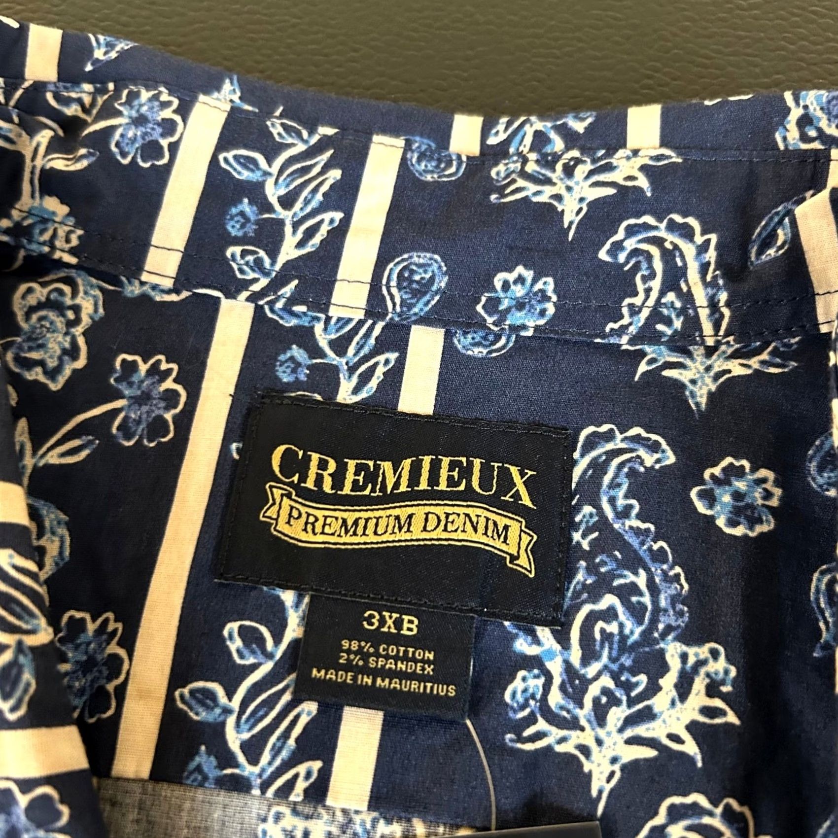 Cremieux Cremieux Premium Denim Shirt Floral Paisley Stretch Button-Up Blue Mens 3XB NWT Big & Tall Short Sleeve Button-Down Size US XXL / EU 58 / 5 - 3 Thumbnail