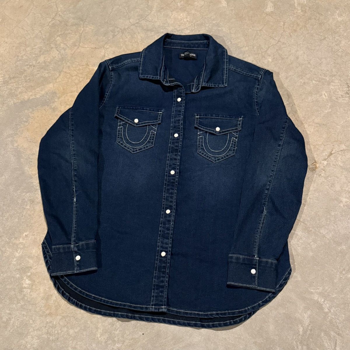 True Religion Vtg True Religion Faded Denim Pearl Snap Shirt Grunge ERD Size US S / EU 44-46 / 1 - 2 Thumbnail
