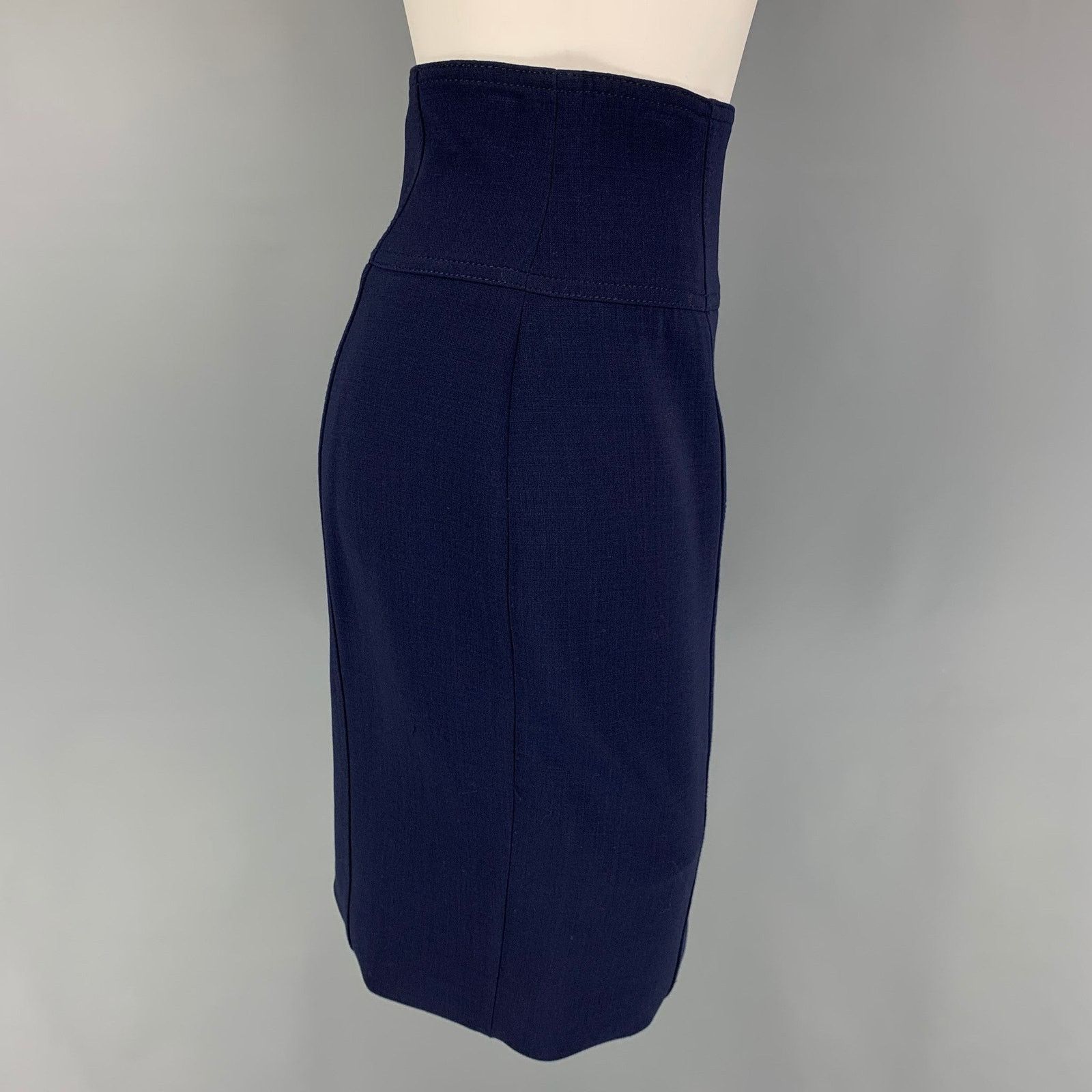 Ralph Lauren 4 Navy Wool Pencil Knee-Length Skirt Size 27" / US 4 / IT 40 - 2 Thumbnail