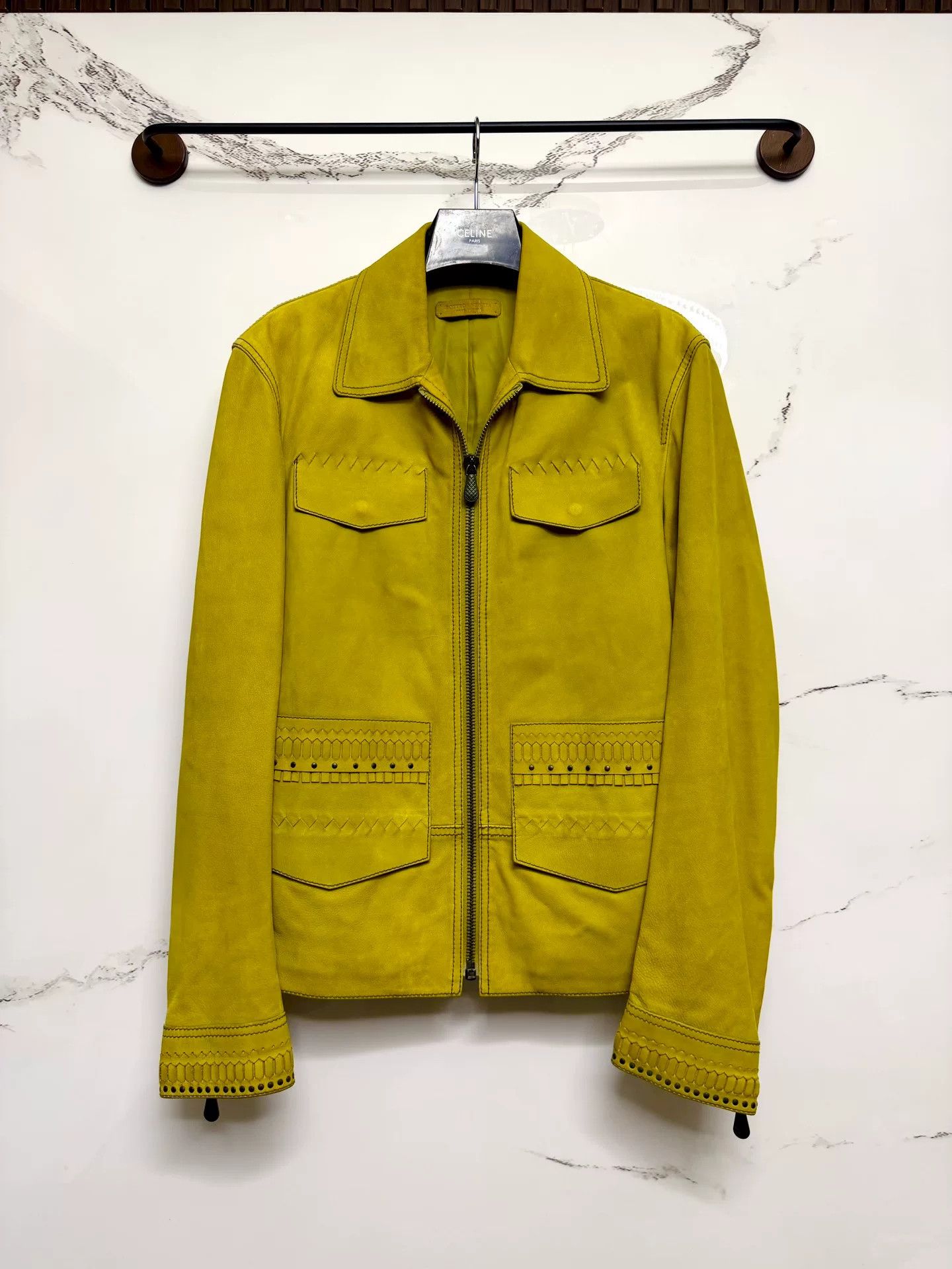 Bottega Veneta Bottega Veneta Yellow Suede Jacket Size L / US 10 / IT 46 - 1 Thumbnail