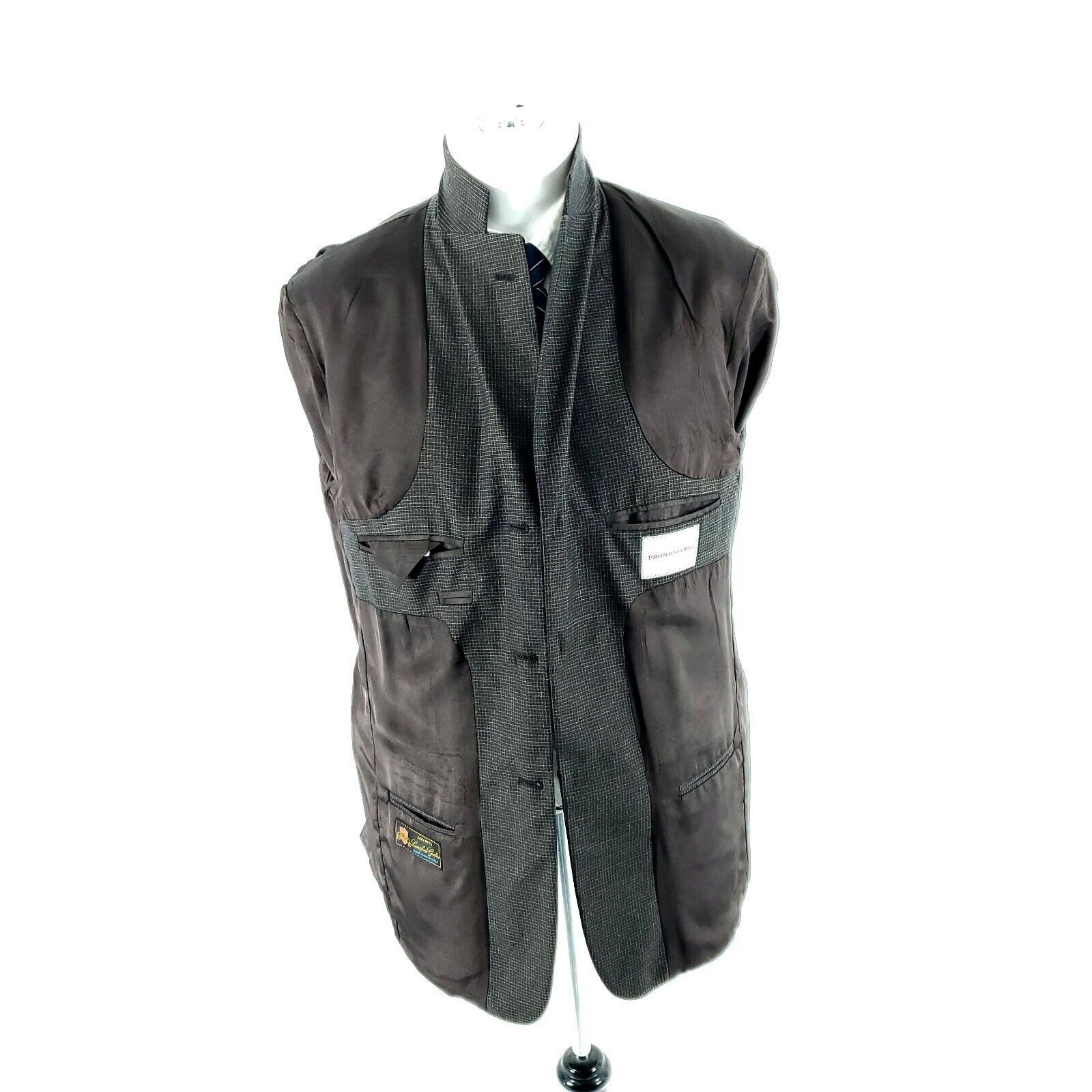 Pronto Uomo Pronto Uomo Textured Wool Silk 3 Button Sport Coat 38R Black Size 38R - 11 Thumbnail