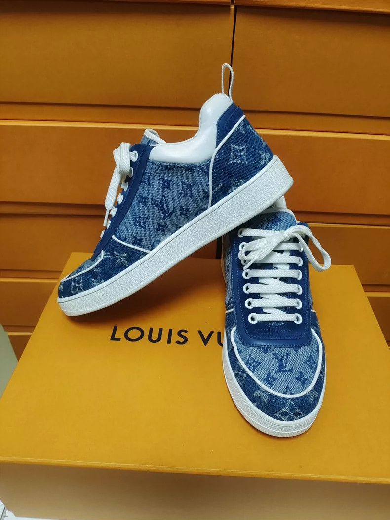 Louis Vuitton LV Denim Blue Lace-Up Sneakers for Women-2507 Size US 6 / IT 36 - 3 Thumbnail