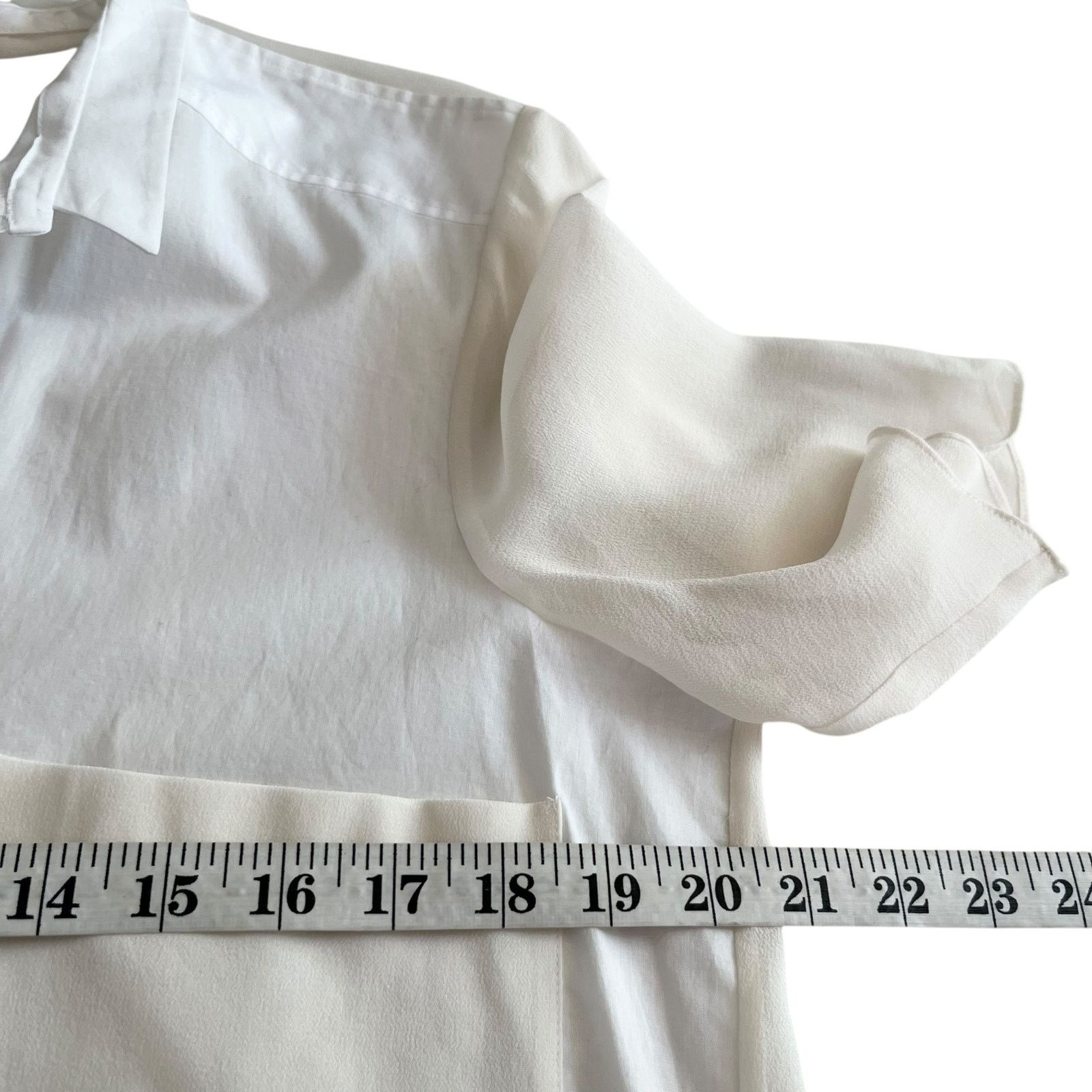 Helmut Lang Helmut Helmut Lang White Cotton Silk Combo Blouse Size L / US 10 / IT 46 - 7 Thumbnail