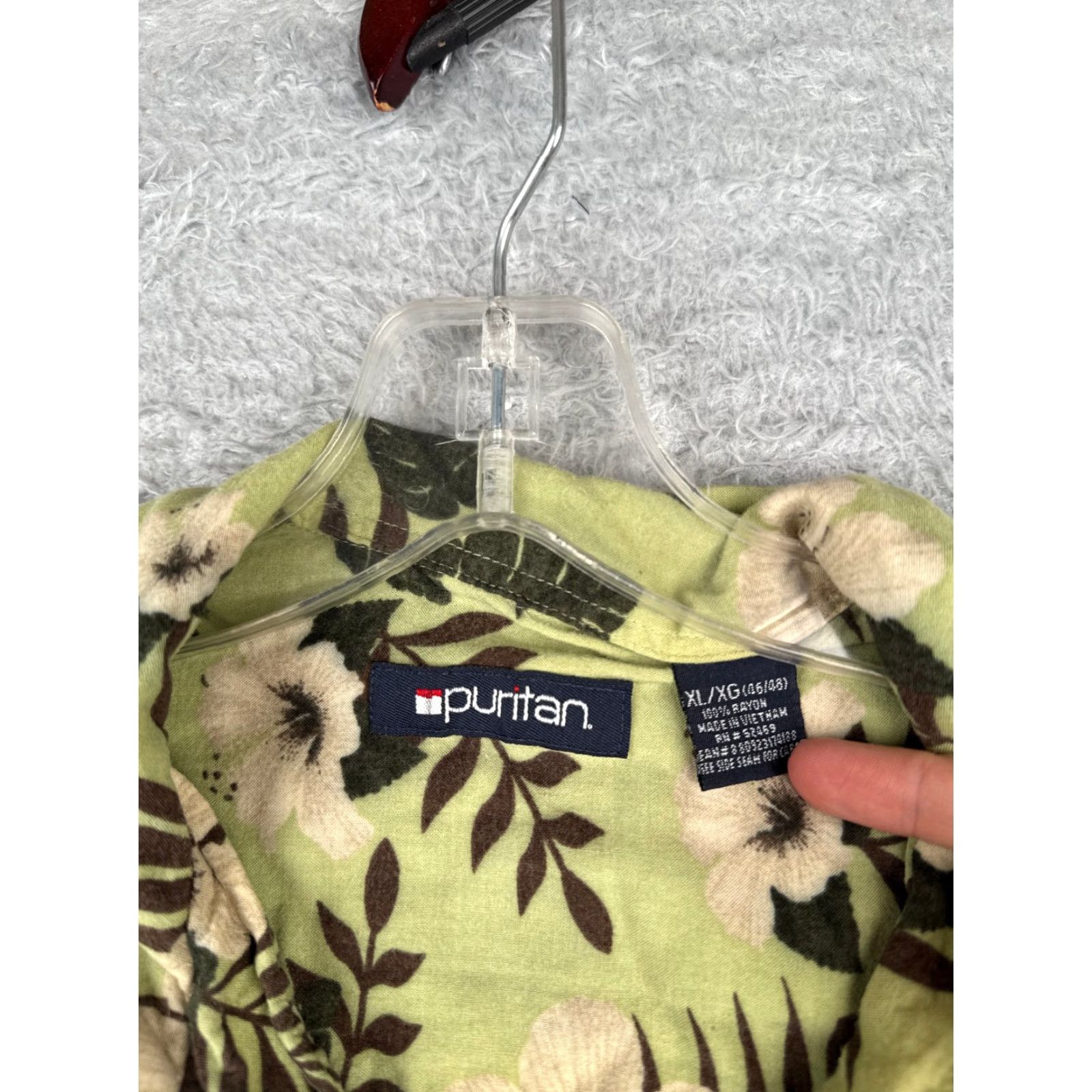 Vintage Puritan Shirt Men Extra Large Green Floral Hawaiian 100% Rayon Short Sleeve Button-Up Size US XL / EU 56 / 4 - 7 Thumbnail