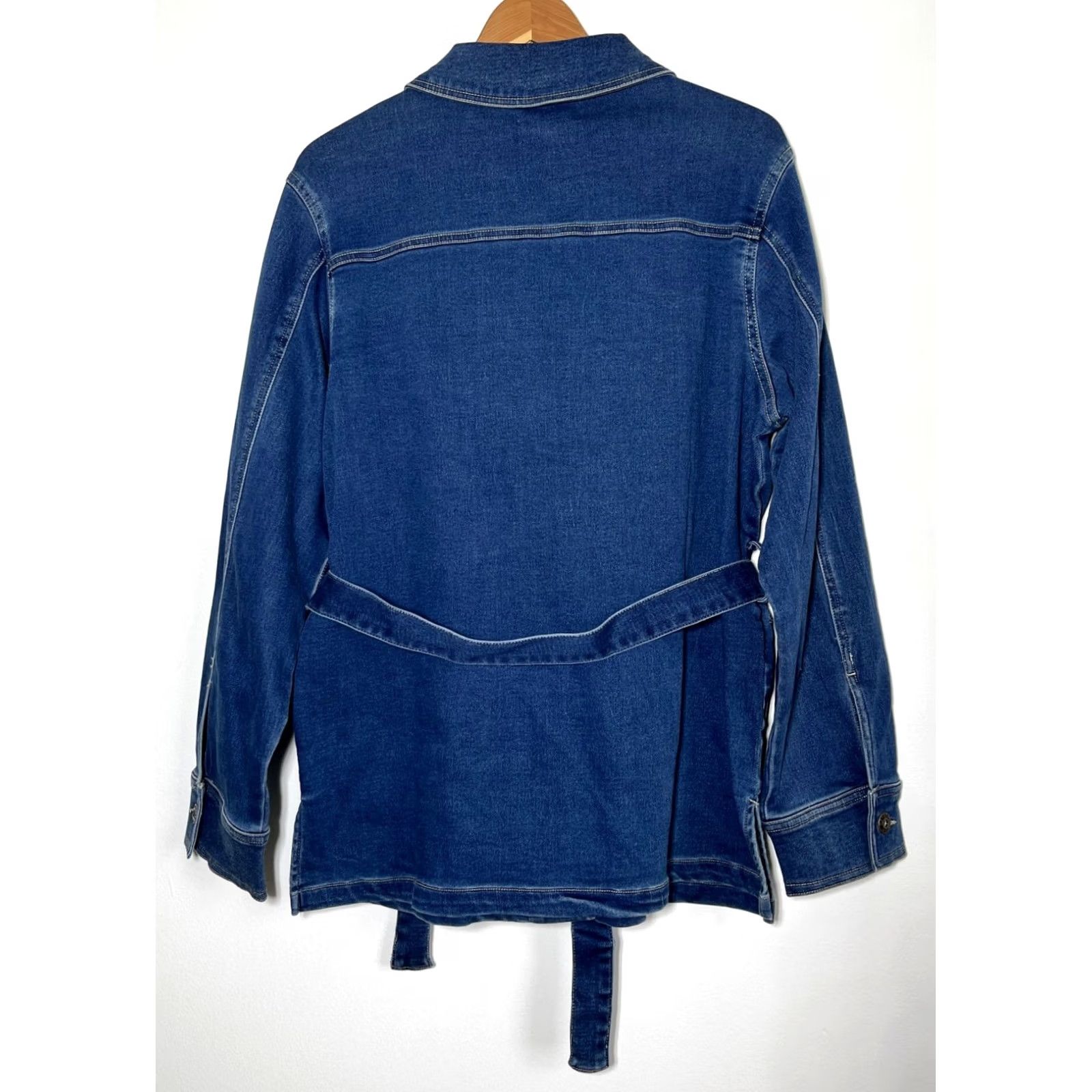 Parasuco VINTAGE Parasuco Denim Jeans Belted Jacket Women's L Blue Belted Jacket Size 36" / US 14 / IT 50 - 3 Thumbnail