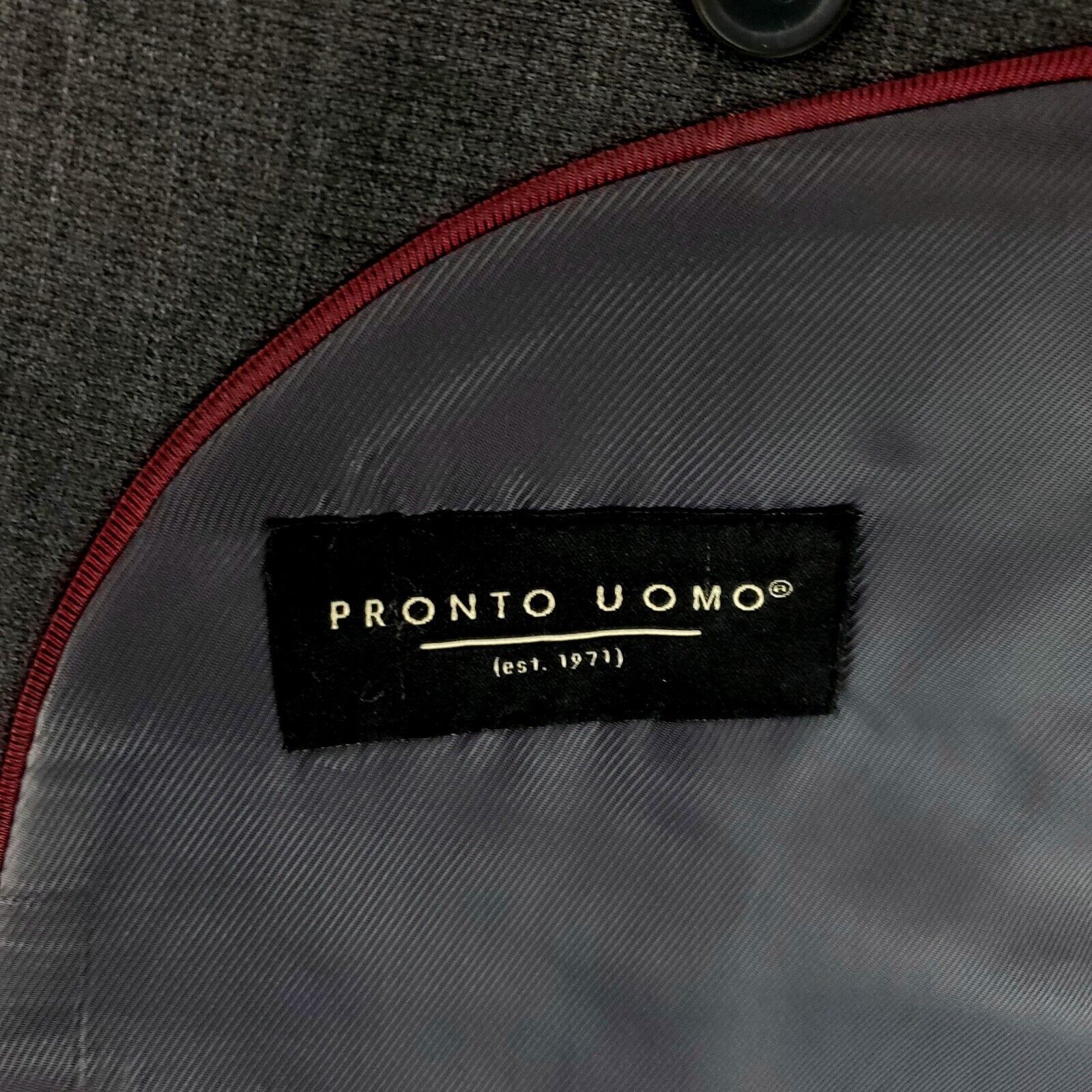 Pronto Uomo Pronto Uomo Wool 2 Button 2 Piece Suit 44R Portly Gray 40/28 Size 44R - 8 Thumbnail