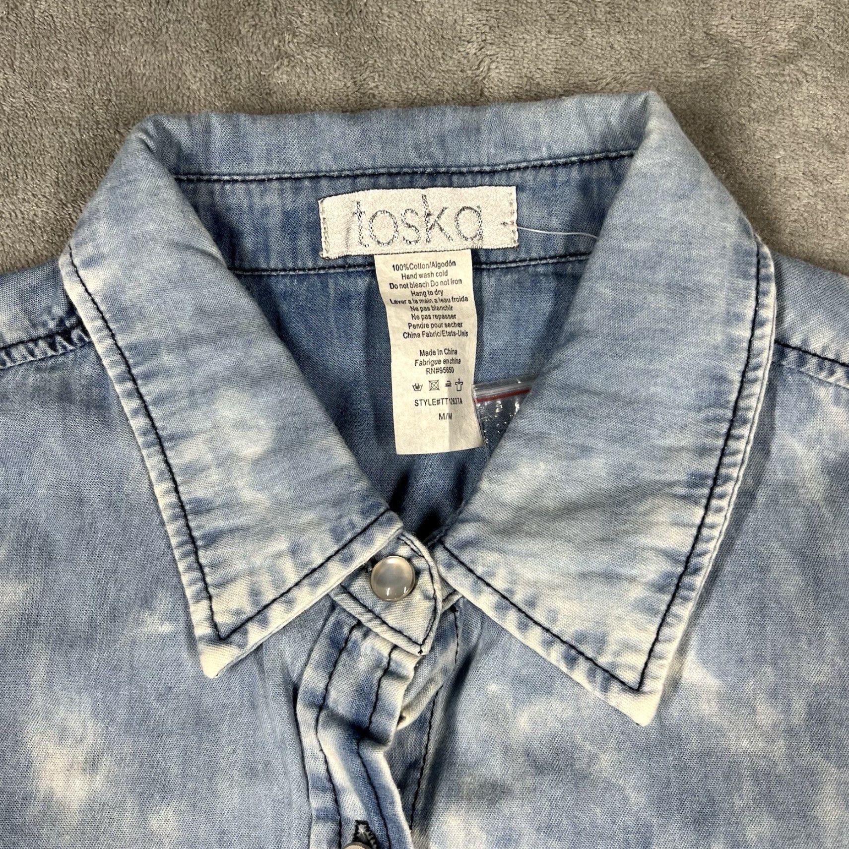 Vintage Toska Shirt Women Medium Long Sleeve Button-Up Blue 100% Cotton Classic/Fitted Sleeve Casual Business Workwear Size M / US 6-8 / IT 42-44 - 5 Thumbnail