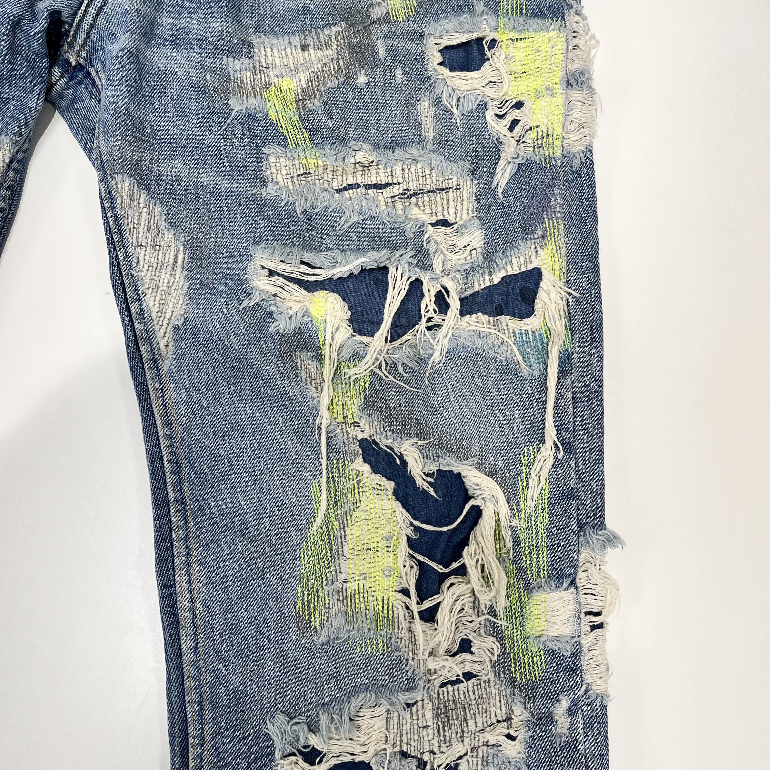 Endless Vlone x Endless Embroidered And Distressed Denim Jeans Blue Size US 32 / EU 48 - 7 Thumbnail