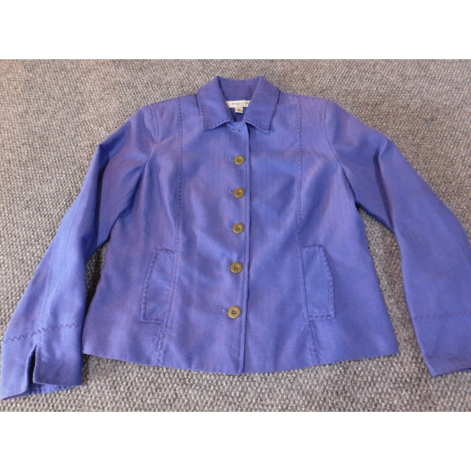 Coldwater Creek VINTAGE Coldwater Creek Jacket Petite 6 Purple Coat Button Shoulder Pad Womens Solid Long Sleeve Mid-Length Fall Spring Pellets? Size M / US 6-8 / IT 42-44 - 2 Thumbnail