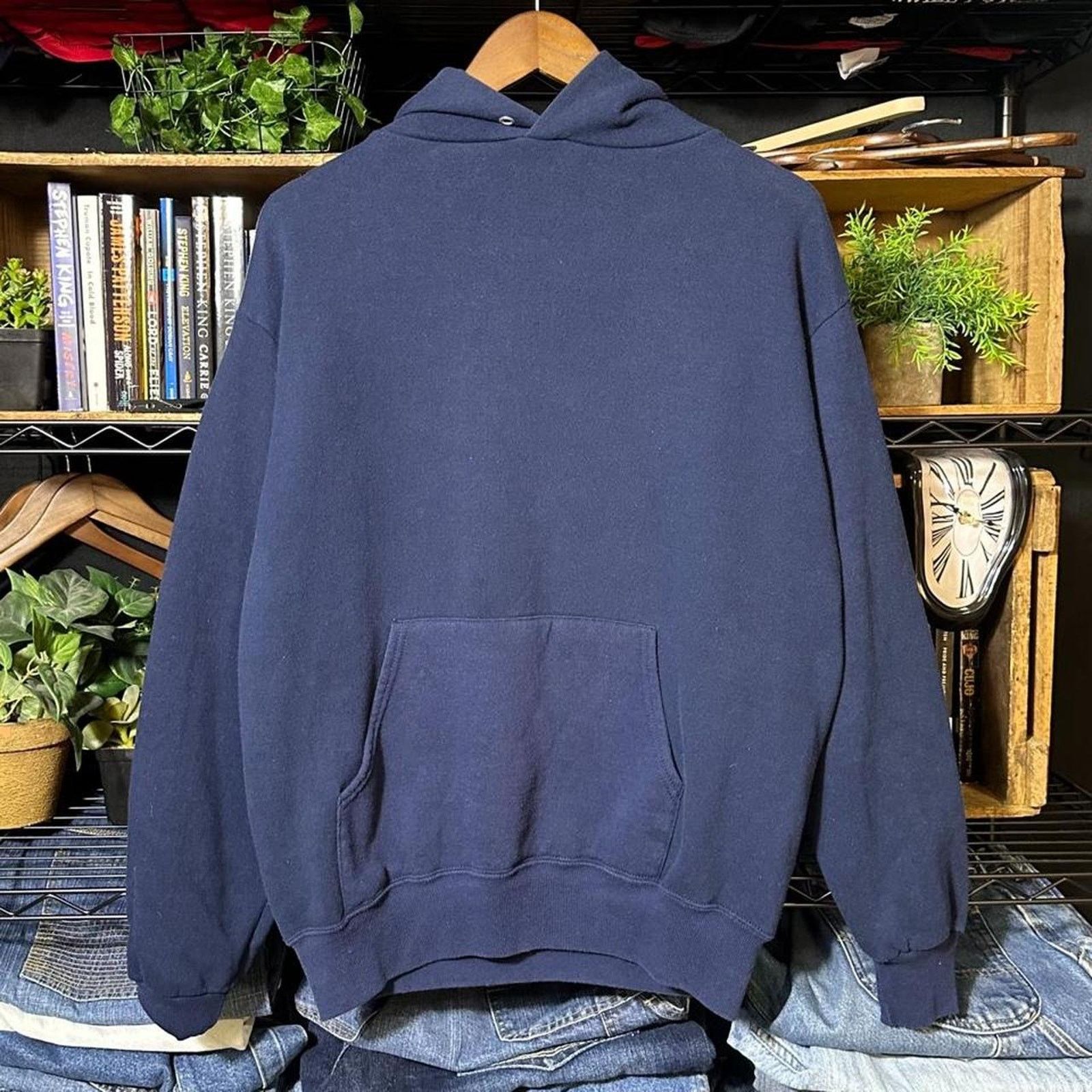Jerzees Vintage 90s Basic Essentials Navy Blue Hoodie Sweatshirt Size US M / EU 48-50 / 2 - 1 Thumbnail