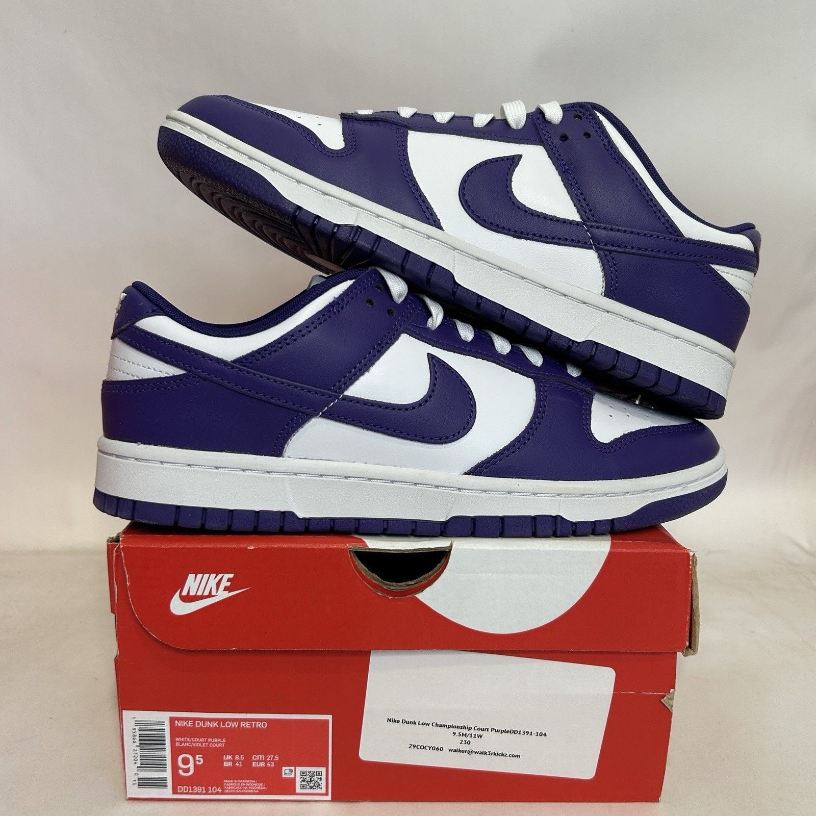 Nike Nike Dunk Low Retro Championship "Court Purple" Size US 9.5 / EU 42-43 - 1 Thumbnail