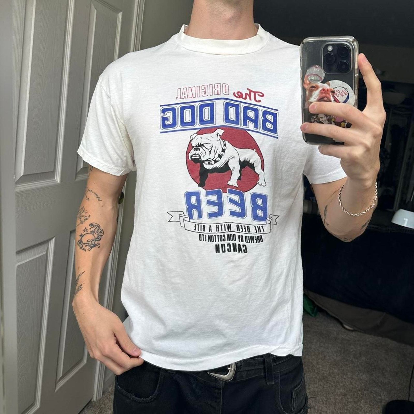 Vintage Vintage 80s Fitted Bad Dog Beer Bulldog Graphic Shirt Size US M / EU 48-50 / 2 - 6 Thumbnail