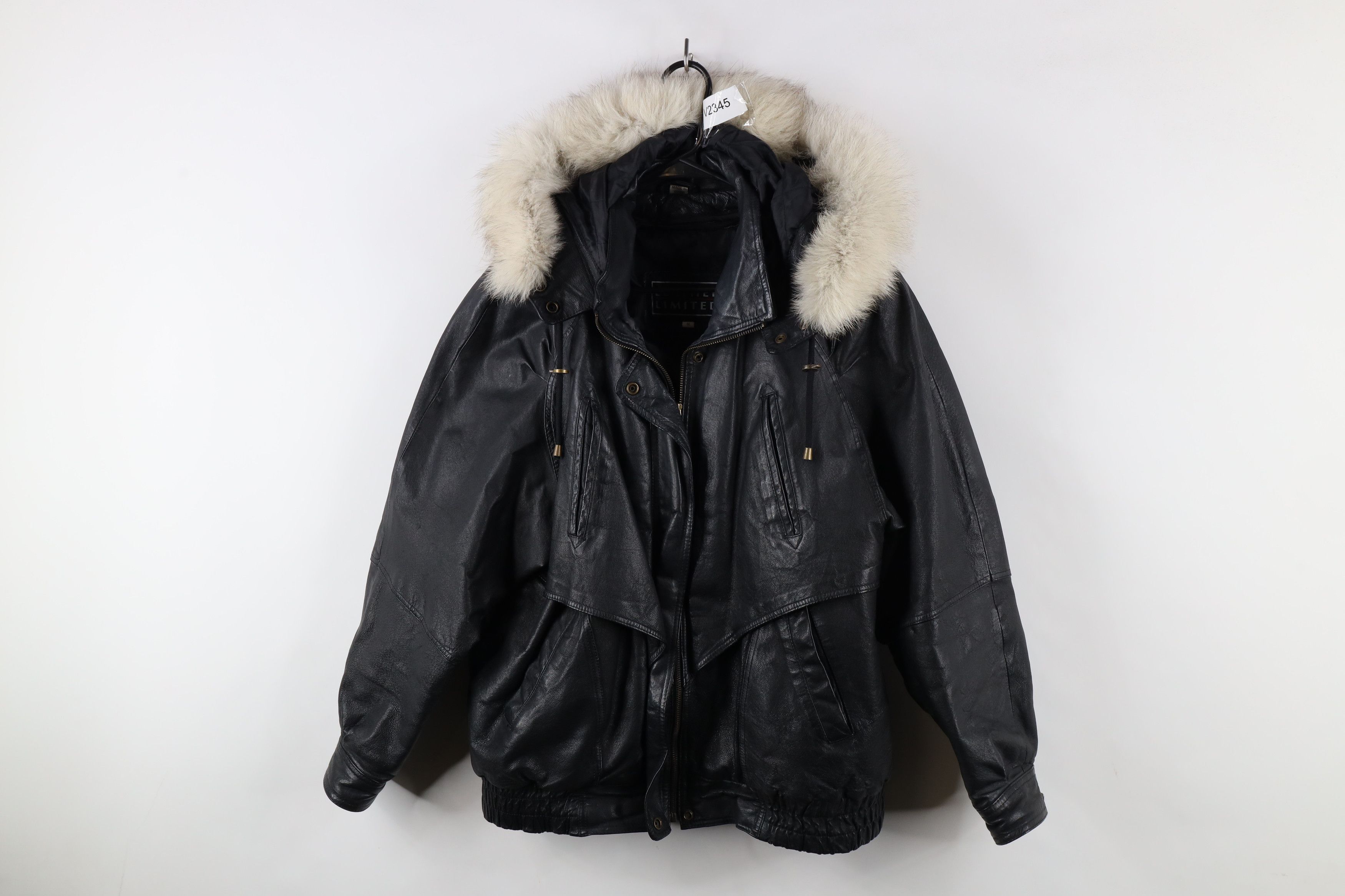 Vintage Vintage 90s Streetwear Fur Trim Hooded Leather Bomber Jacket Size US M / EU 48-50 / 2 - 1 Thumbnail