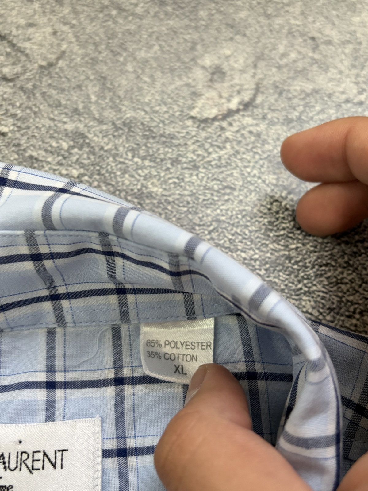 Yves Saint Laurent Yves Saint Laurent Pour Homme Blue Check SS Shirt XL Size US XL / EU 56 / 4 - 6 Thumbnail