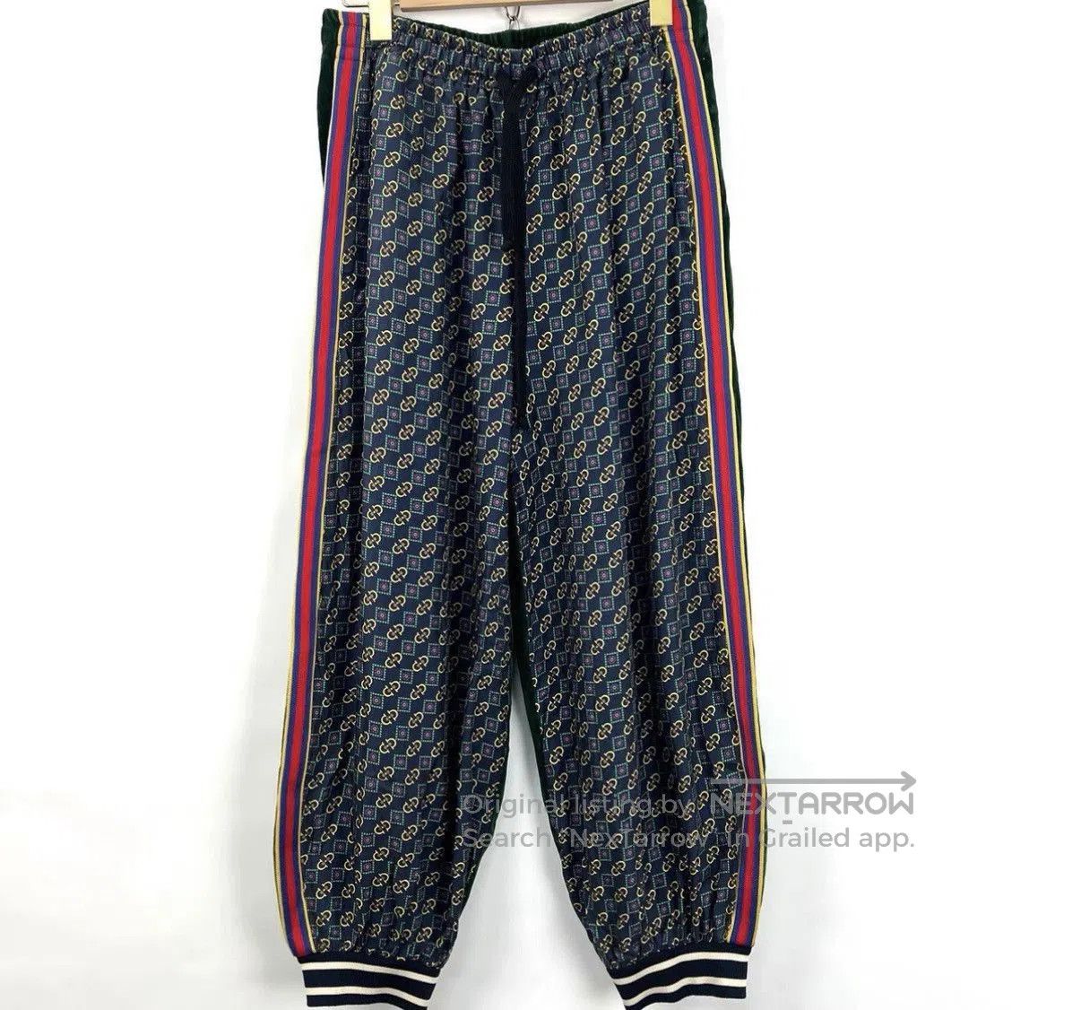 Gucci Blue Patterned Casual Pants with Striped Sides. Size US 34 / EU 50 - 1 Thumbnail