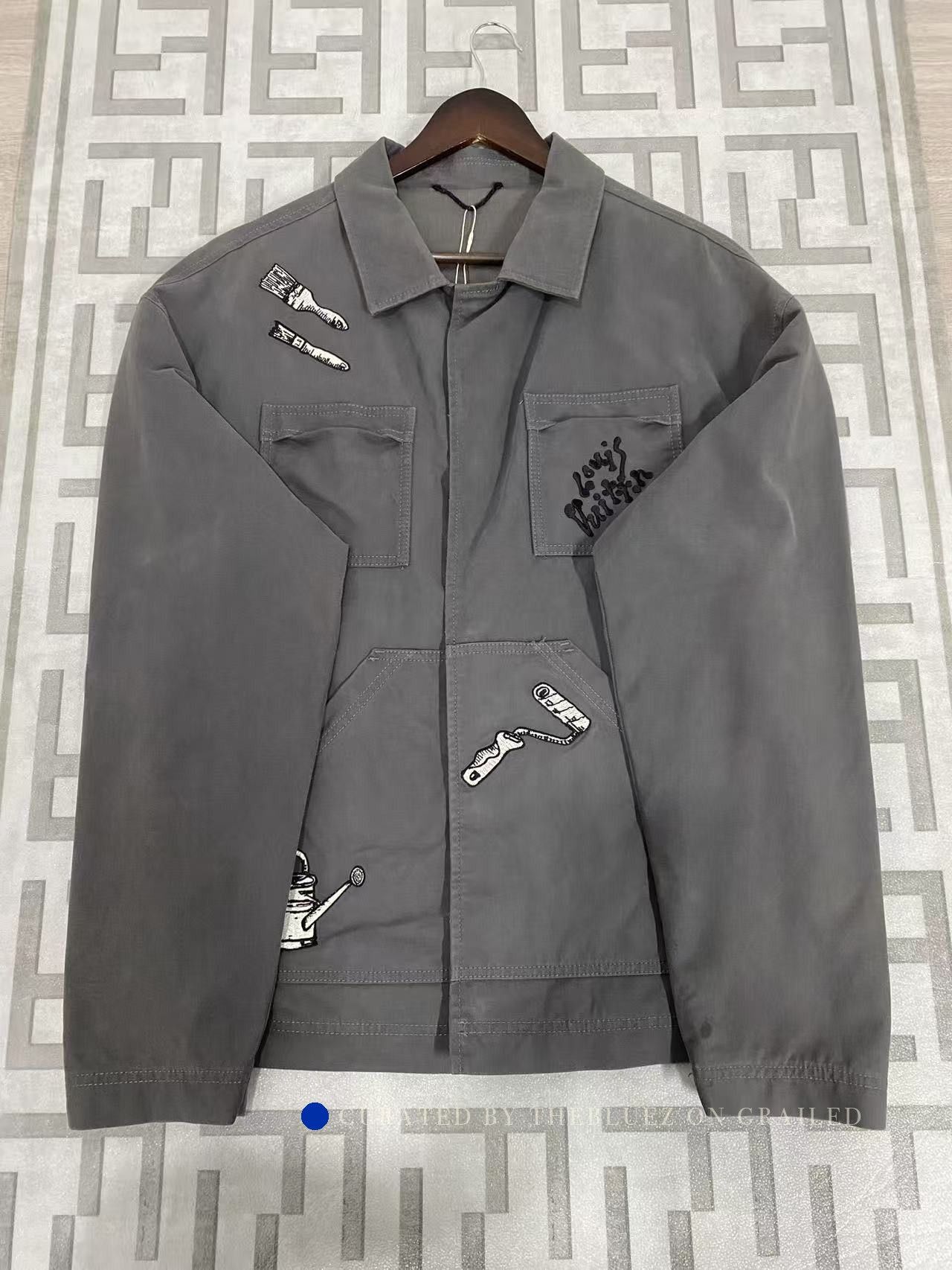 Louis Vuitton Embroidered Gray Work Jacket in Size L Size US L / EU 52-54 / 3 - 1 Thumbnail