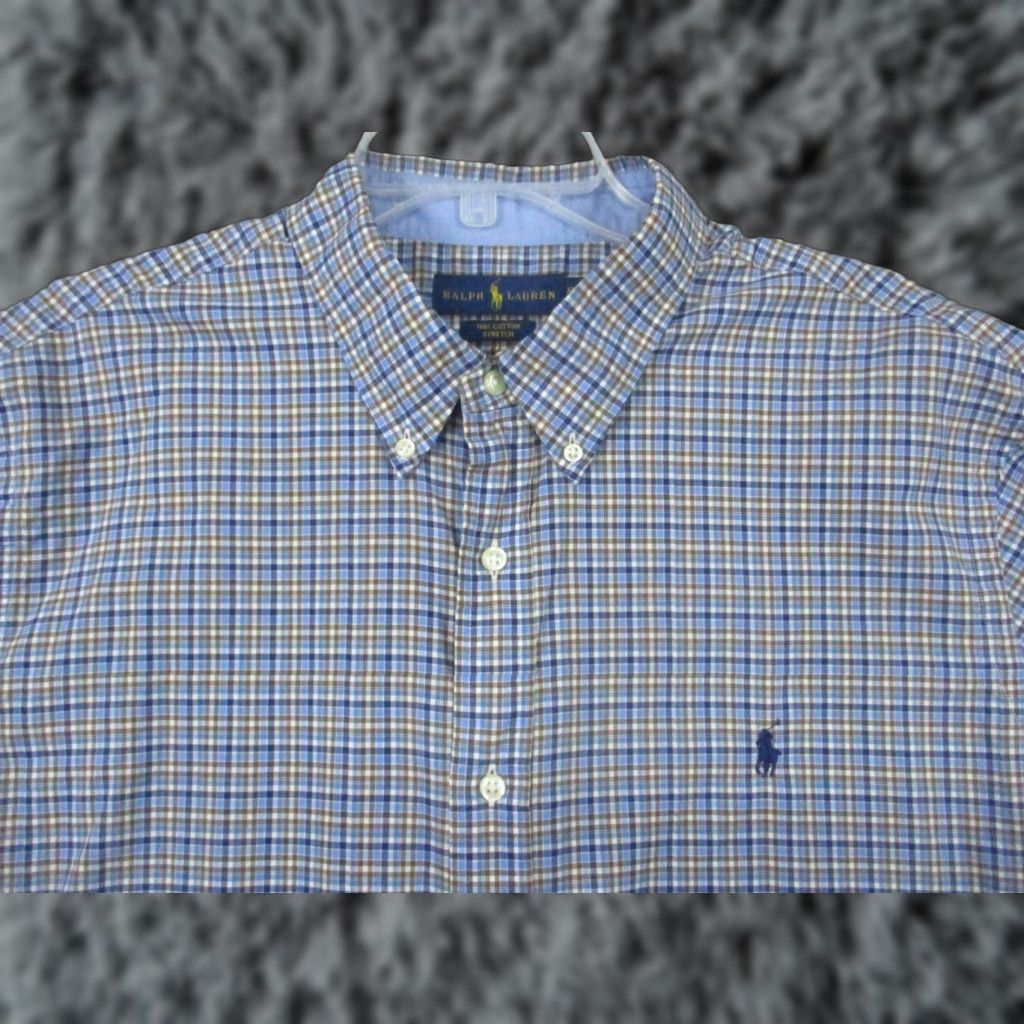 Ralph Lauren Ralph Lauren Shirt Men’s XXL Blue Long Sleeve Plaid Stretch Pony Size US XXL / EU 58 / 5 - 1 Thumbnail