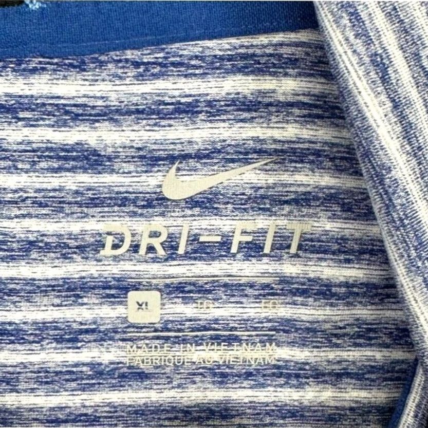 Nike Nike Tiger Woods Golf Polo Shirt Striped Dri-Fit Blue White Mens XL Size US XL / EU 56 / 4 - 3 Thumbnail