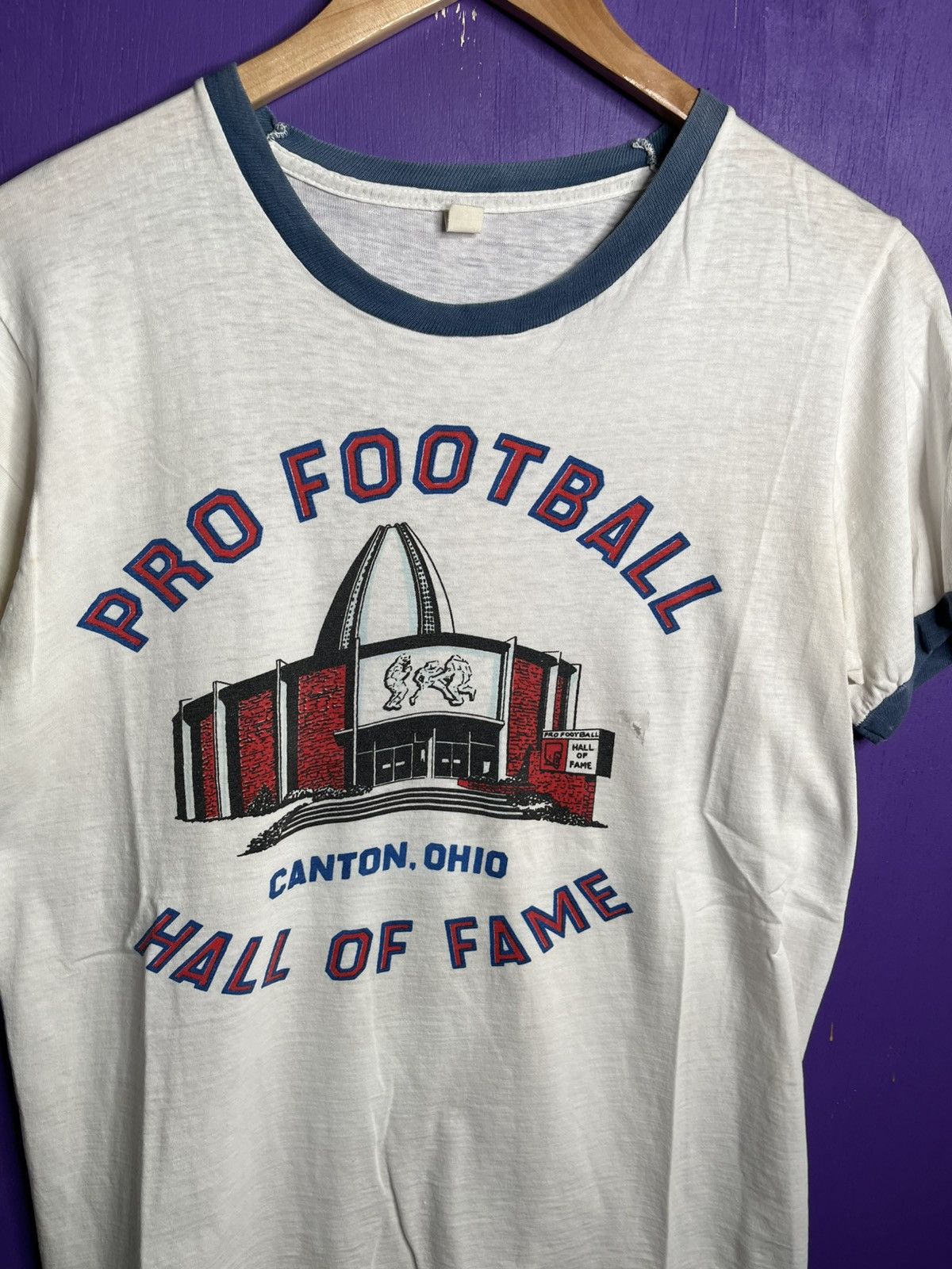 NFL × Vintage Vintage 70s Pro football hall of fame ringer t-shirt Size US M / EU 48-50 / 2 - 3 Thumbnail