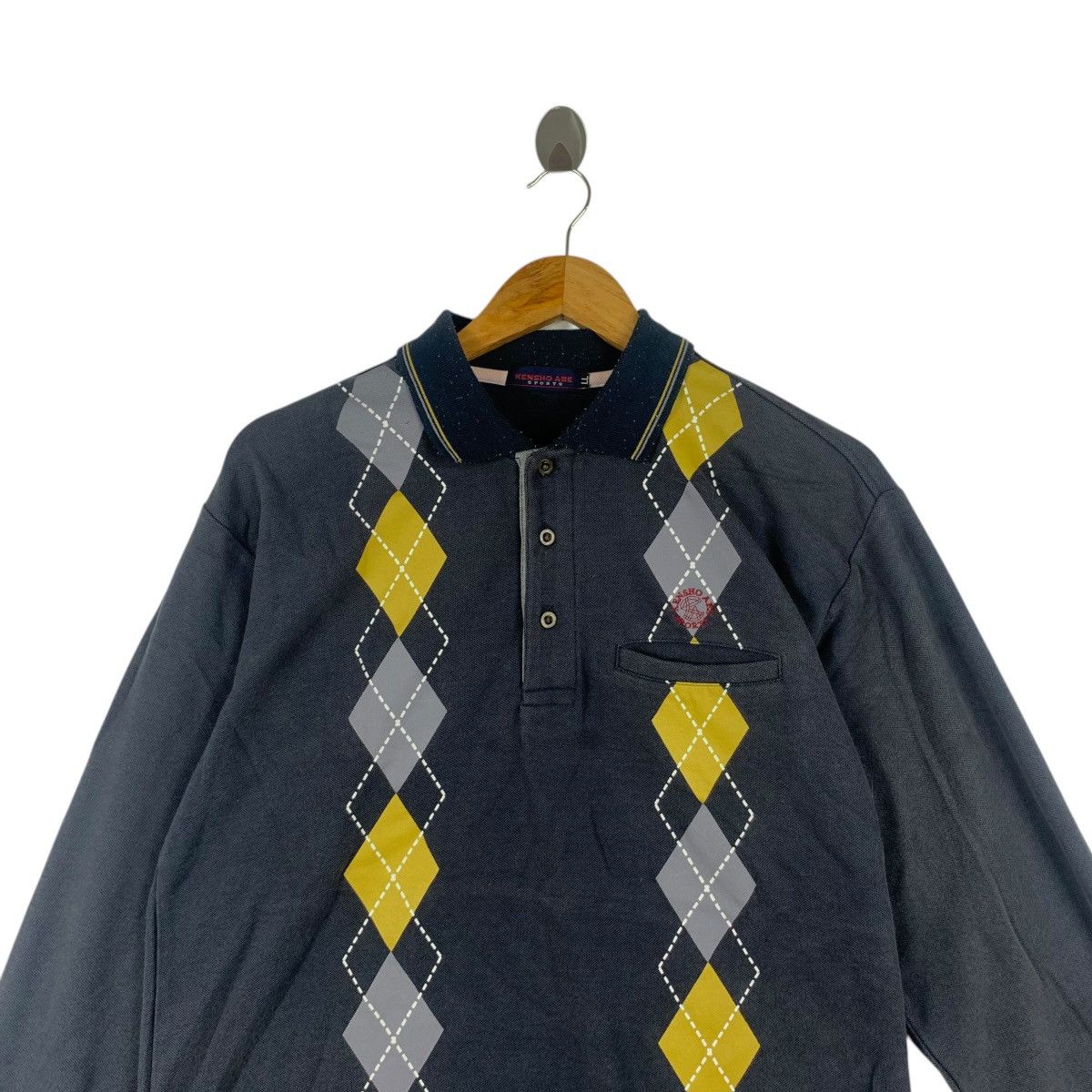 Vintage Vintage KENSHO ABE SPORTS Collection Argyle Polo Tee Shirt Size US M / EU 48-50 / 2 - 2 Thumbnail