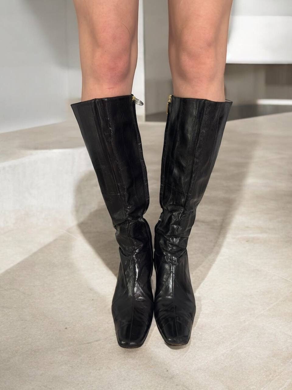 Dolce & Gabbana D&G Dolce & Gabbana Vintage Black Leather Knee High Boots Size US 11 / IT 41 - 4 Thumbnail