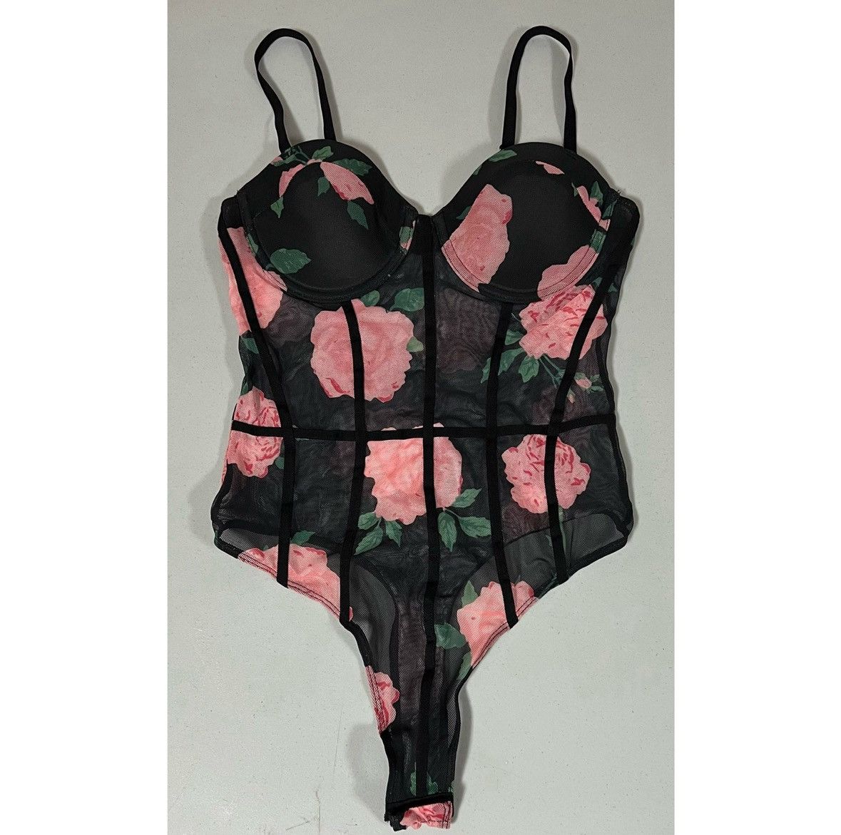 Vintage Black Pink Roses Floral Top Shirt Blouse Bodysuit Size S 🌷✨ Size S / US 4 / IT 40 - 1 Thumbnail
