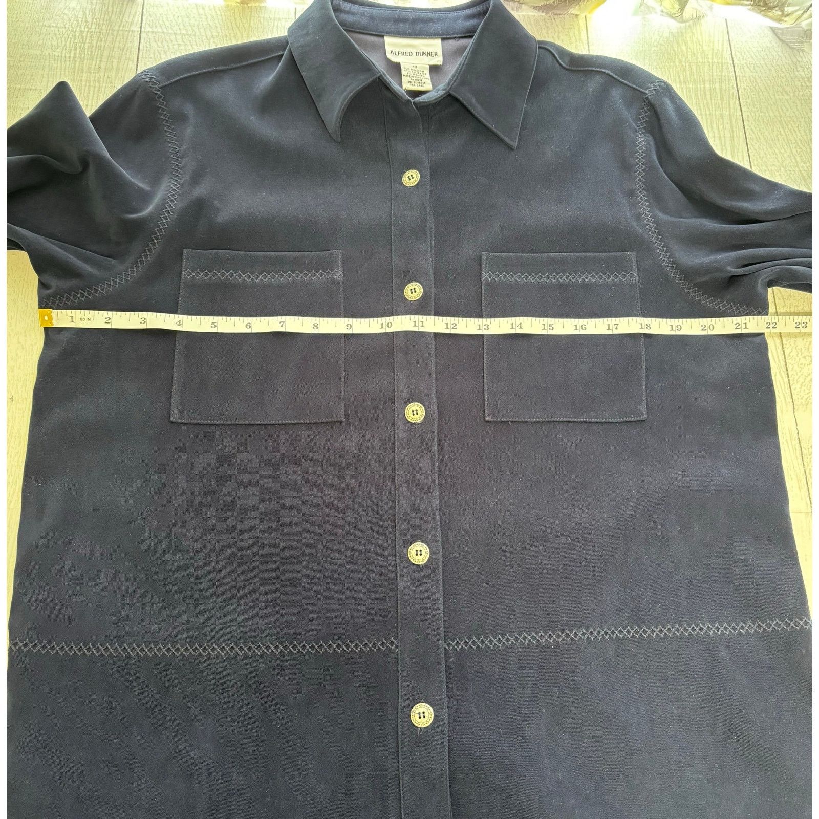 Other Alfred Dunner Navy Moleskin Button Shirt - Size 10 Size L / US 10 / IT 46 - 5 Thumbnail