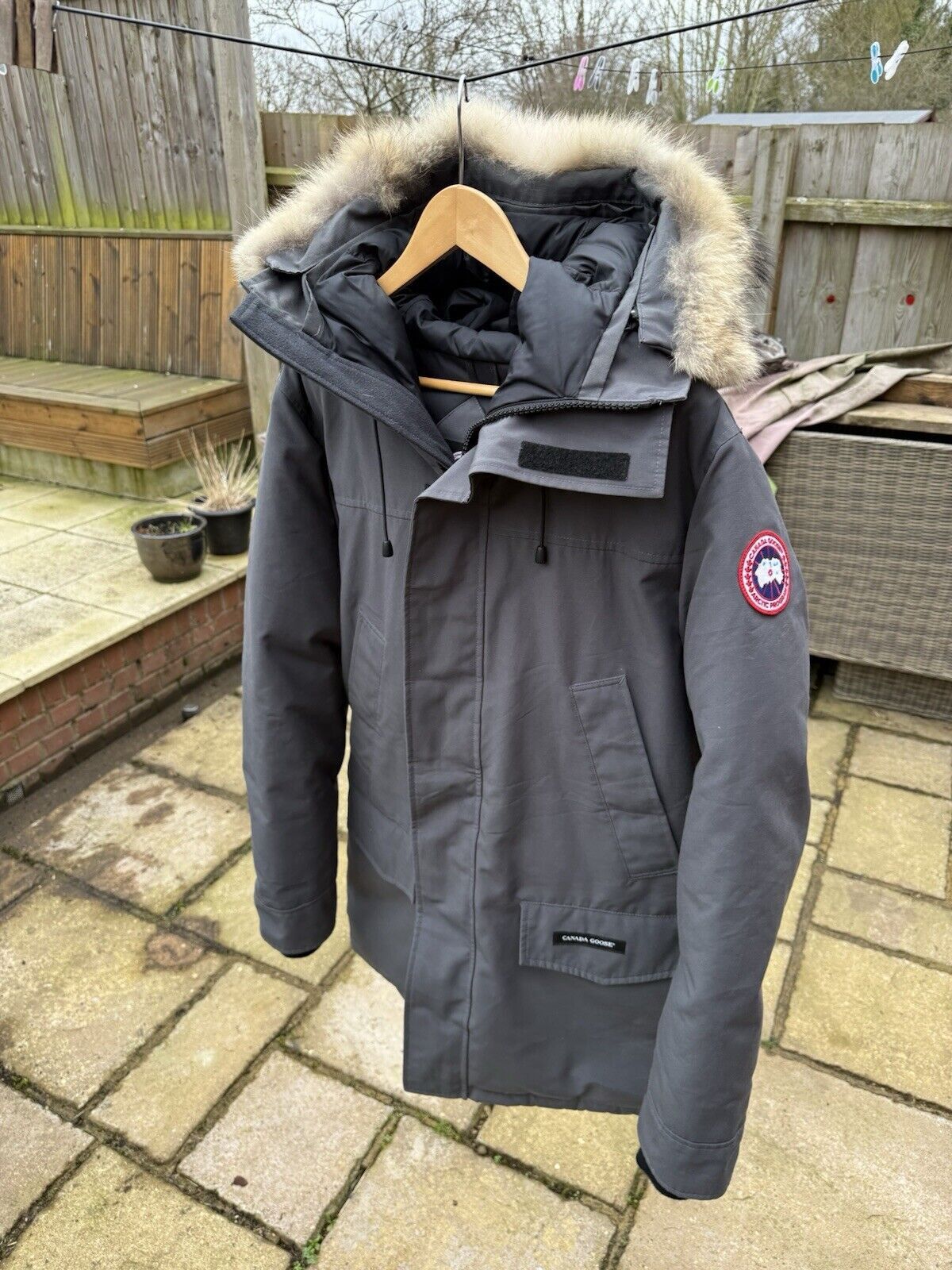 hot canada goose langford parka size l grey with original fur