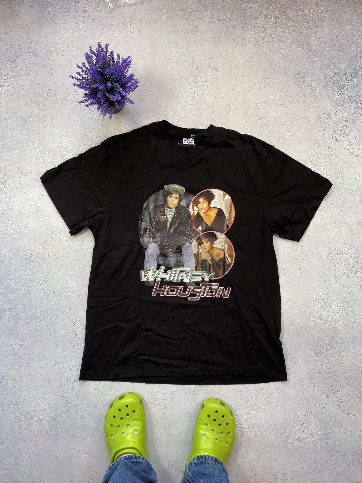 Designer × Other Whitney Houston Men’s Black T-shirt With Big Centre Logo Size US XXL / EU 58 / 5 - 2 Thumbnail