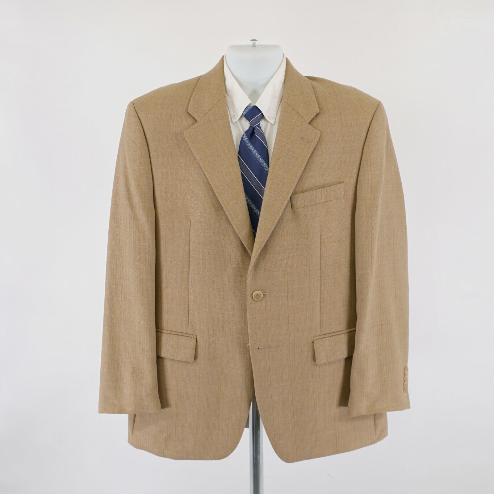 Chaps Ralph Lauren Chaps Ralph Lauren Tweed Wool Tan Herringbone Blue Windowpan Size 42R - 4 Thumbnail