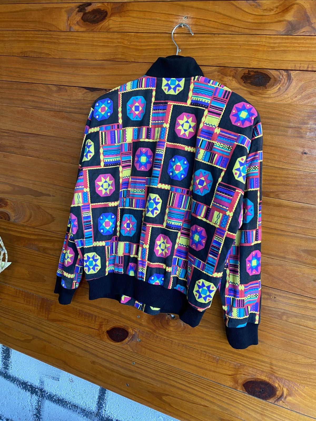 Japanese Brand Vintage GIVY Geometric Pattern Bomber Statement Outerwear Size US S / EU 44-46 / 1 - 8 Thumbnail