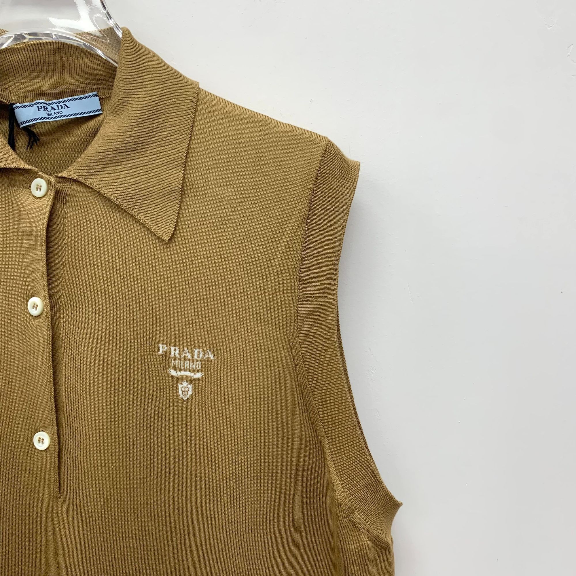 Prada Prada Brown Mulberry Silk Knitted Vest With Logo Design Size Size XS / US 0-2 / IT 36-38 - 7 Thumbnail