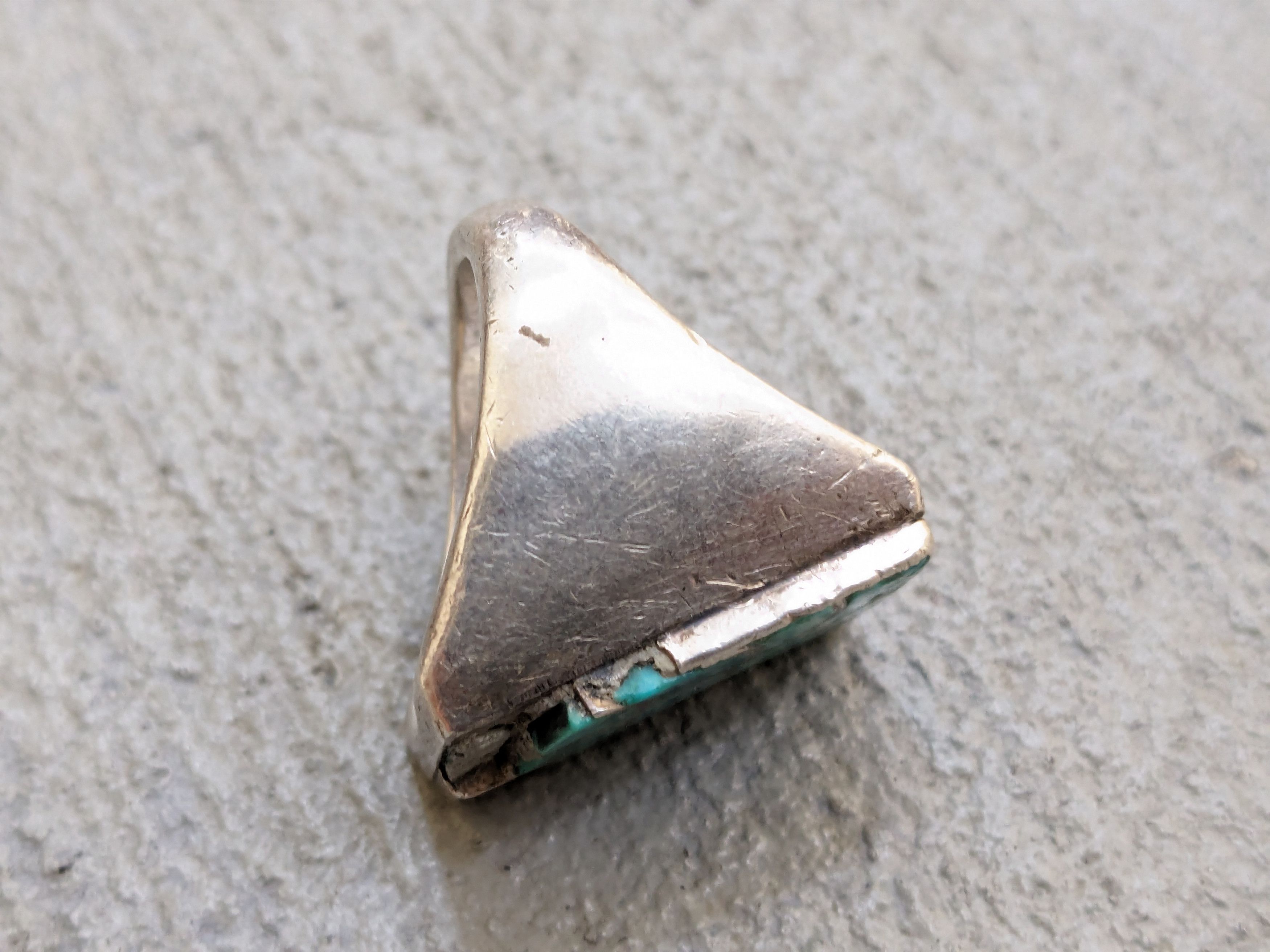 Other Vintage Sterling Silver Ring 11.5 Turquoise Rectangle Modern Size ONE SIZE - 8 Thumbnail
