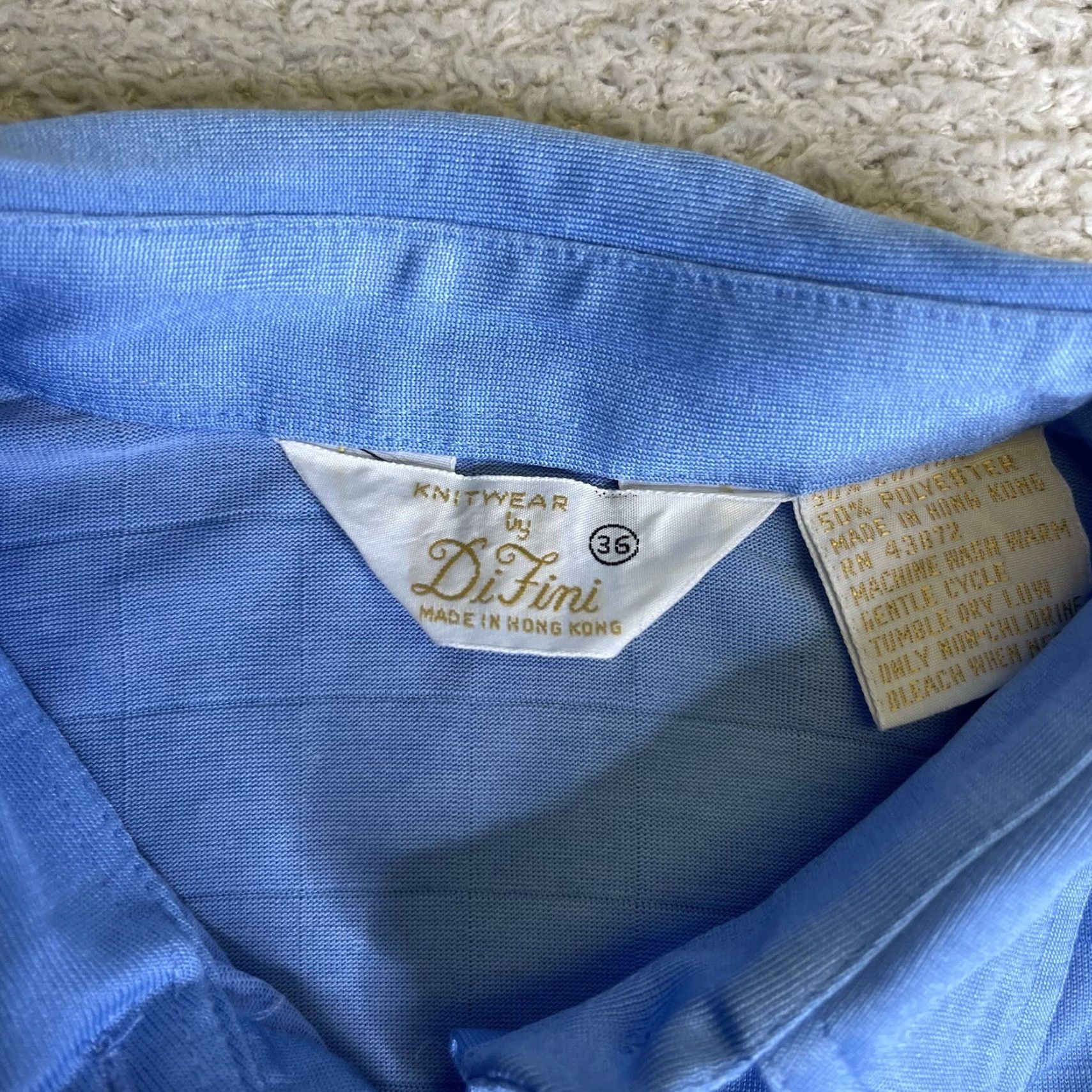 Vintage VINTAGE Difini Polo Mens 36 Small Light Blue Knit Polo 60s Mod Cotton Polyester Blend Check Short Sleeve Collared Shirts Mens (60s, 50s, Rockabilly) Size US S / EU 44-46 / 1 - 4 Thumbnail