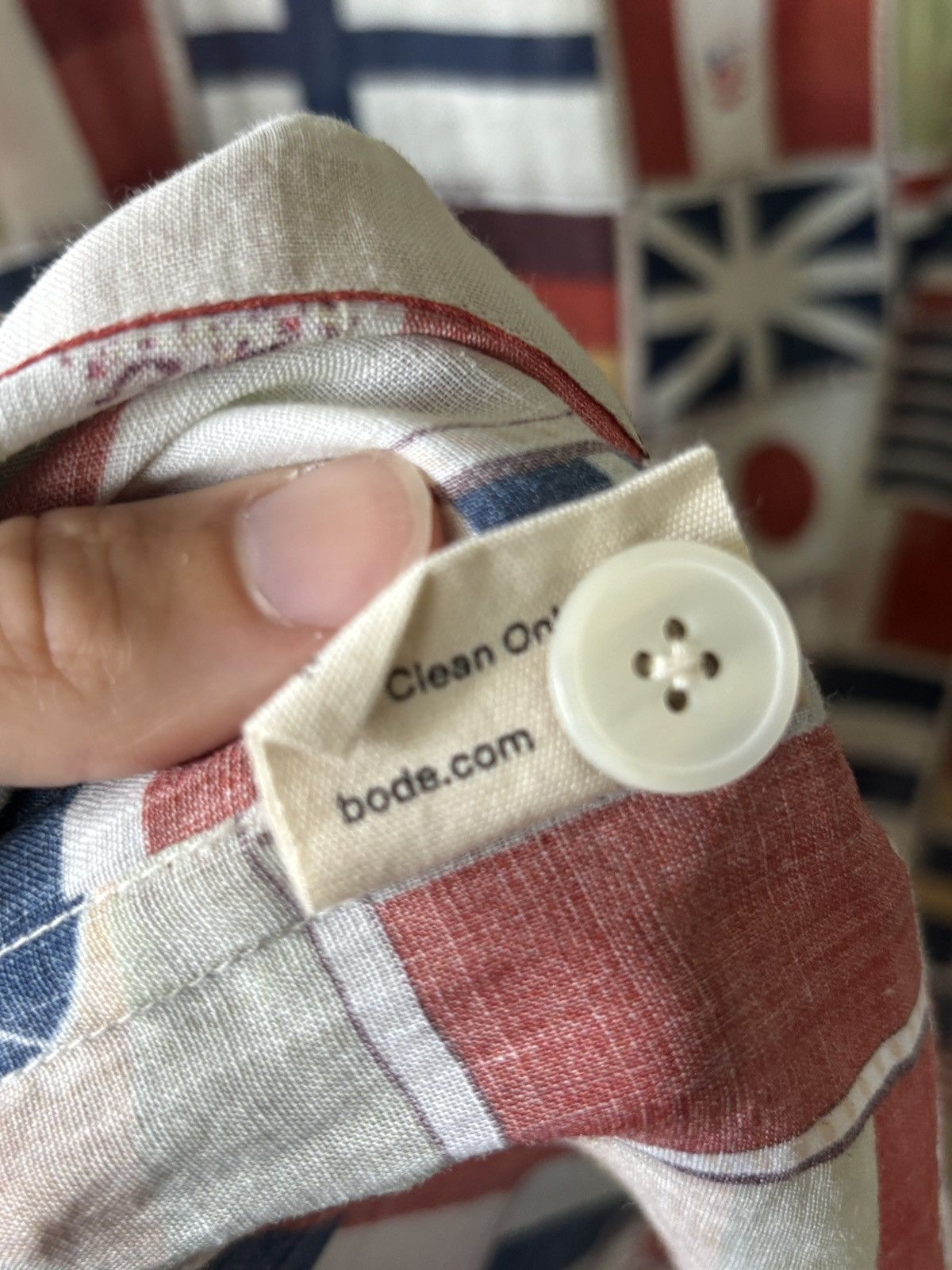 Bode BODE | LINEN FLAG BUTTON UP SHIRT Size US XL / EU 56 / 4 - 11 Thumbnail
