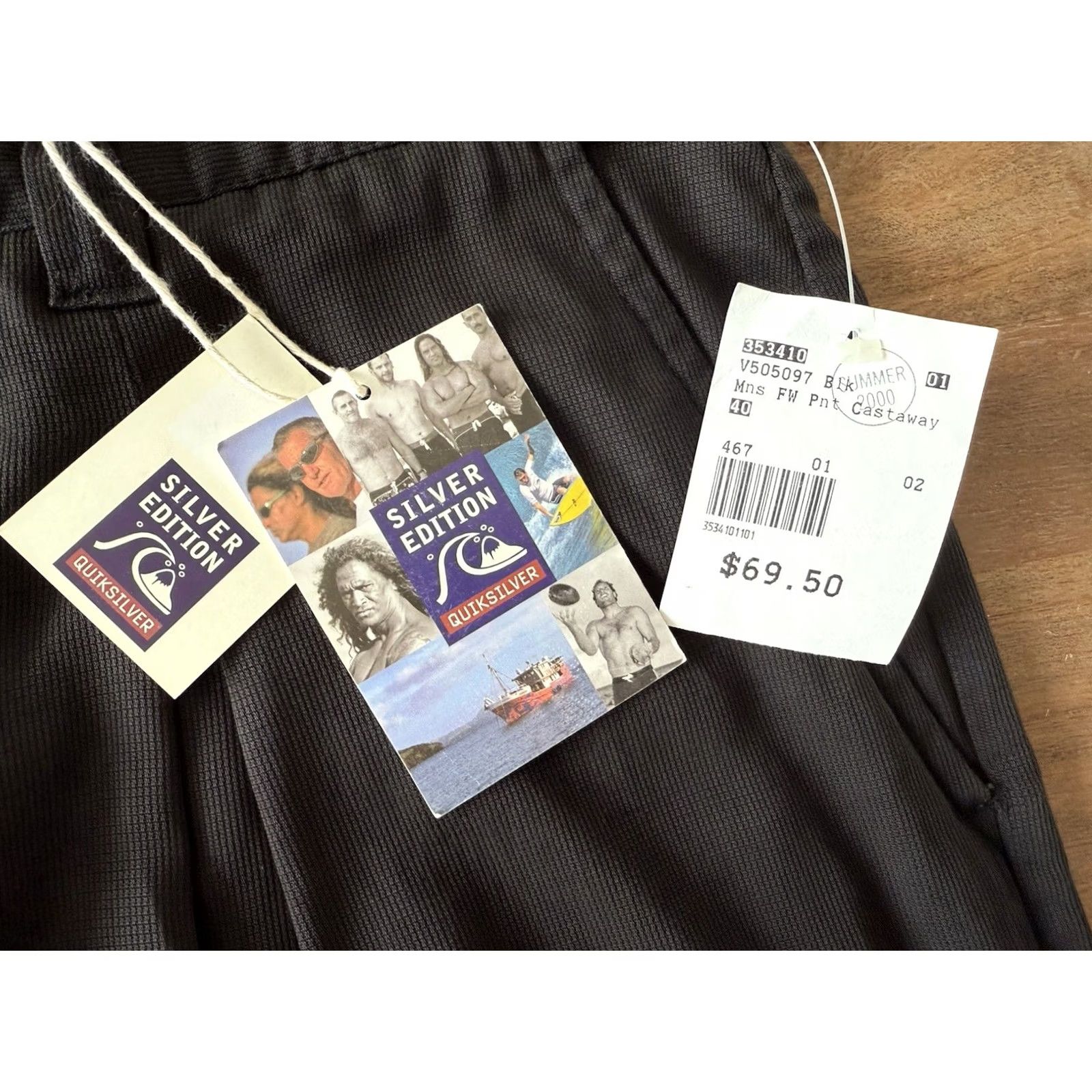 Quiksilver VINTAGE Quiksilver Pants Men 40x32 Black Tencel Chino Pleated 2000s Retro Straight Articulated Slim Classic Casual Mens Size US 40 / EU 56 - 3 Thumbnail