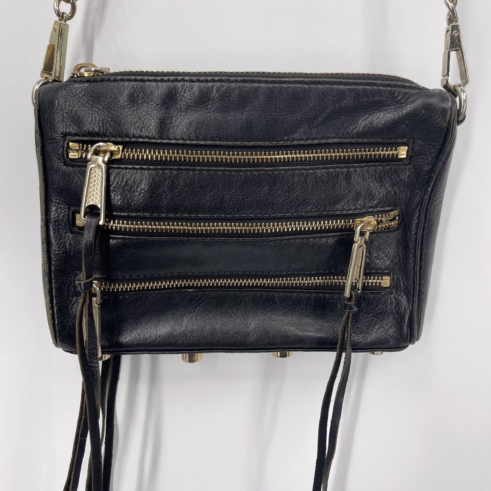 Rebecca Minkoff Rebecca Minkoff Purse 5 Zip Crossbody Studded Black Gold Hardware Wallet? Size ONE SIZE - 2 Thumbnail