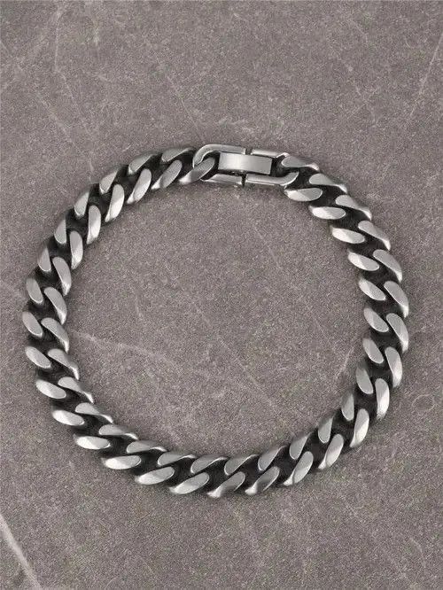 Jewelry Retro Vintage Stainless Steel Bracelet Cuban Link Minimal Size ONE SIZE - 1 Thumbnail