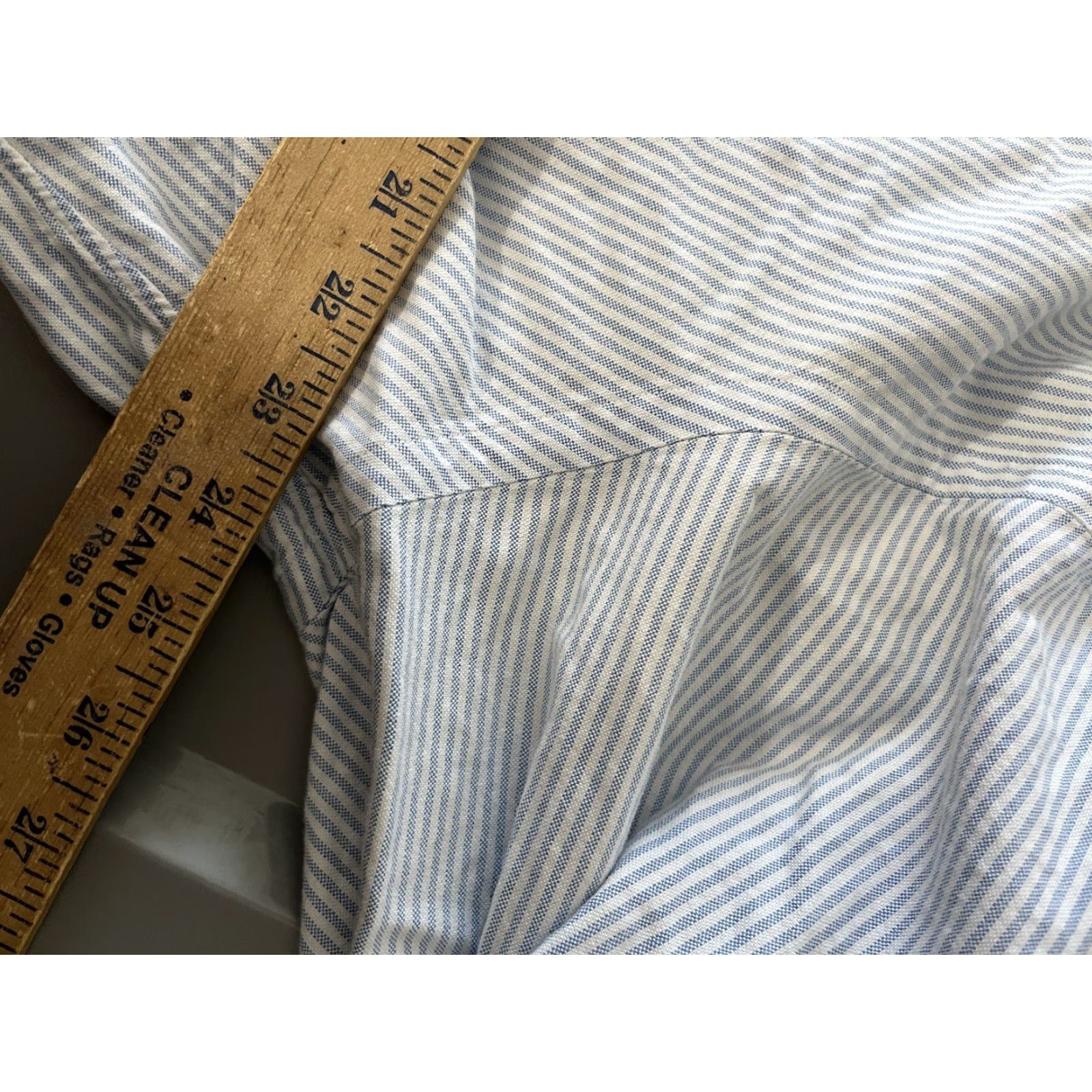 Ralph Lauren Ralph Lauren Dress Shirt Mens Size 16.5 Yarmouth Blue & White Striped Shirt Mens 16.5 Blue Classic Striped Polo Ralph Lauren Mens Shirt Size 46R - 6 Thumbnail