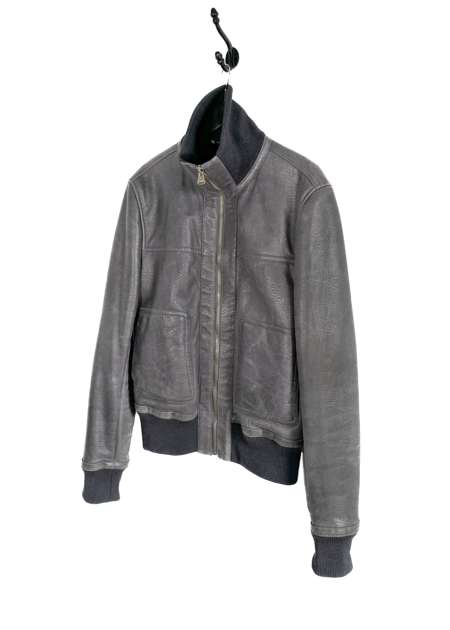 Dolce & Gabbana Dolce & Gabbana Grey Lambskin Leather Shearling Bomber Size US L / EU 52-54 / 3 - 2 Thumbnail