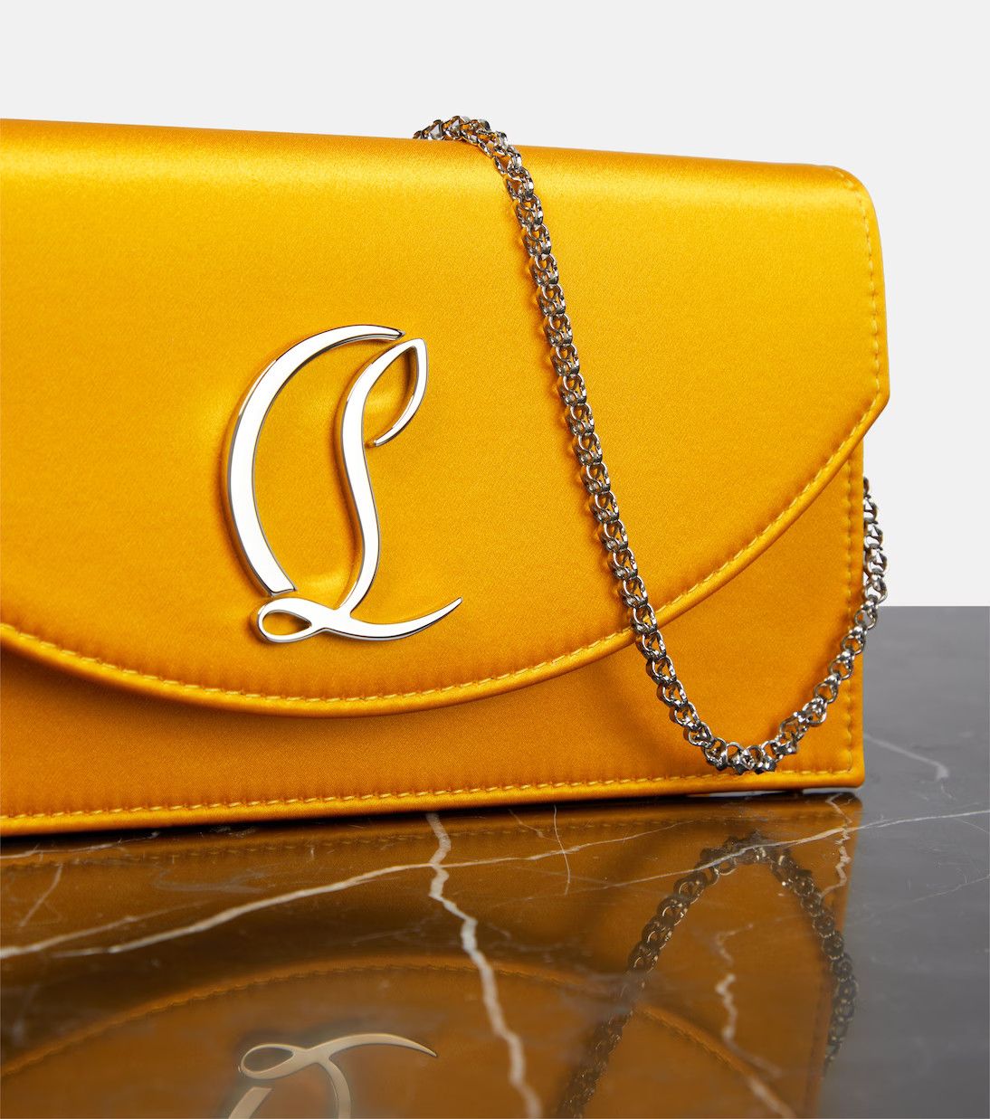 Christian Louboutin o1s1wg111124 Size: OS/ Loubi54 Crepe Clutch in Yellow Size ONE SIZE - 3 Thumbnail