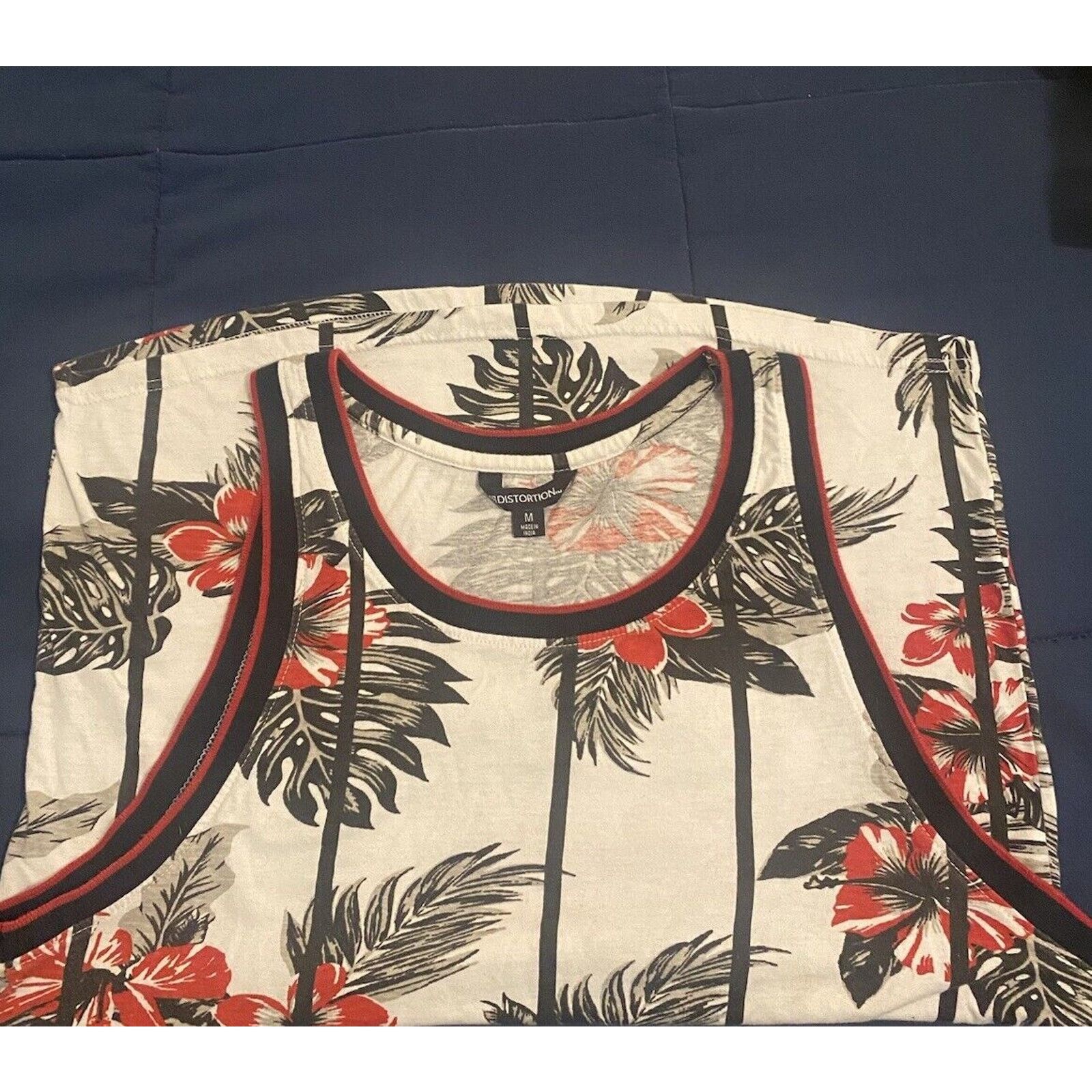 & Other Stories MENS HAWAIIAN FLORAL TEAL BLUE RED TANK TOP T-SHIRT SIZE M Size US M / EU 48-50 / 2 - 5 Thumbnail