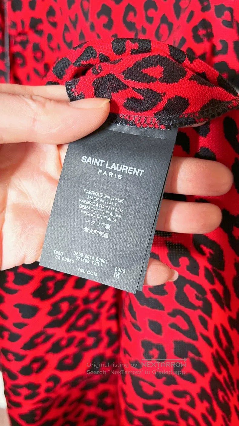 Saint Laurent Paris Saint Laurent Paris Red Leopard Print Collar Polo Shirt Size US M / EU 48-50 / 2 - 6 Thumbnail