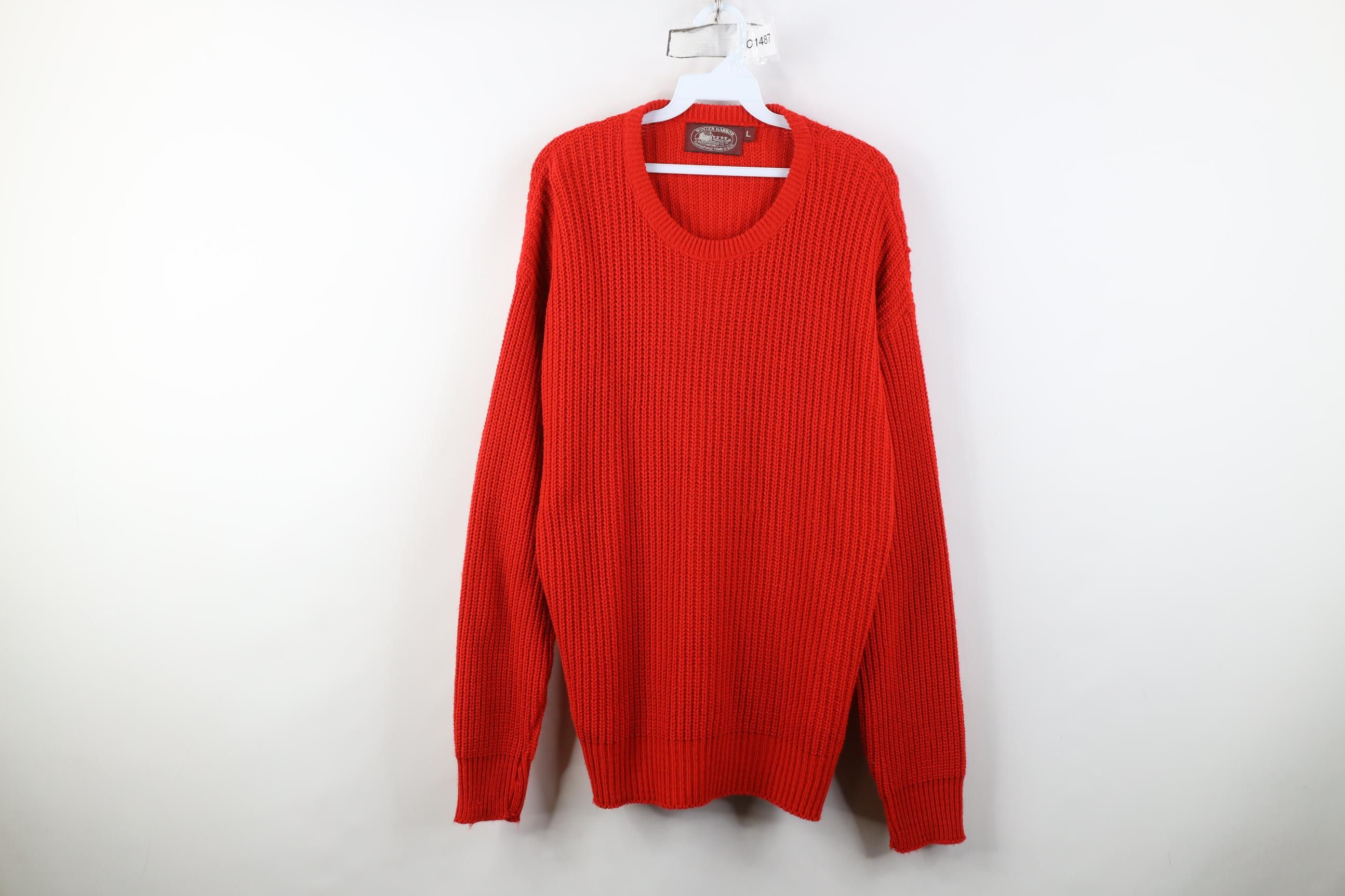 Vintage Vintage 70s 80s Streetwear Ribbed Knit Sweater Red USA Size US L / EU 52-54 / 3 - 1 Thumbnail