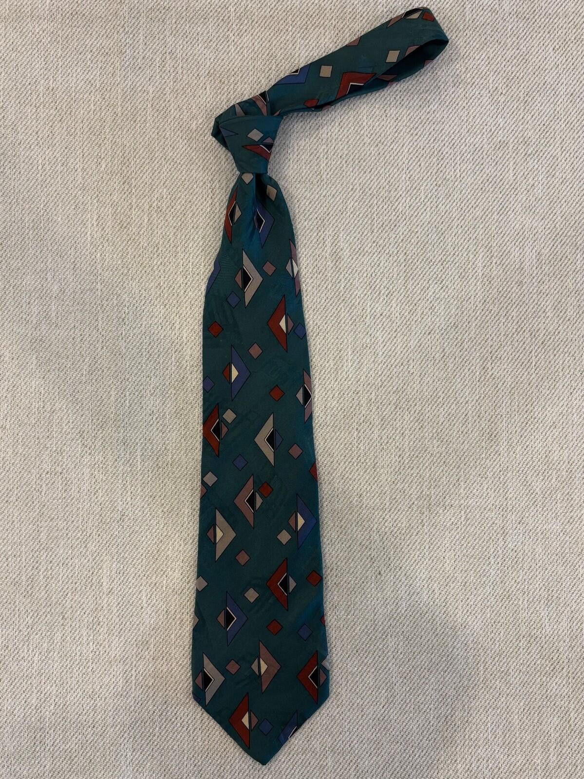 Bugatti Bugatti Silk Tie VTG 90s Geometric Abstract Memphis Design Size ONE SIZE - 3 Thumbnail